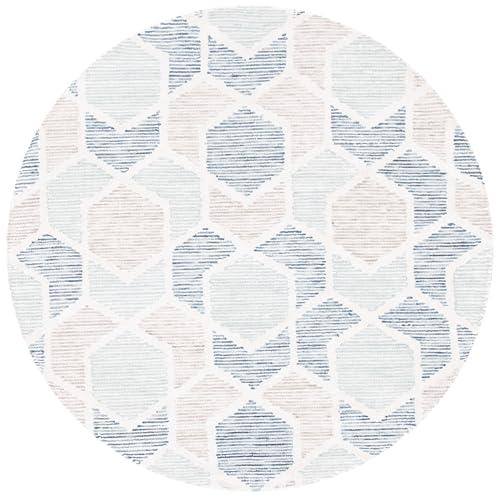 Safavieh SAFAVIEH Precious Collection 6' Round Turquoise PRE217K Handmade Boho Geometric Wool Area Rug