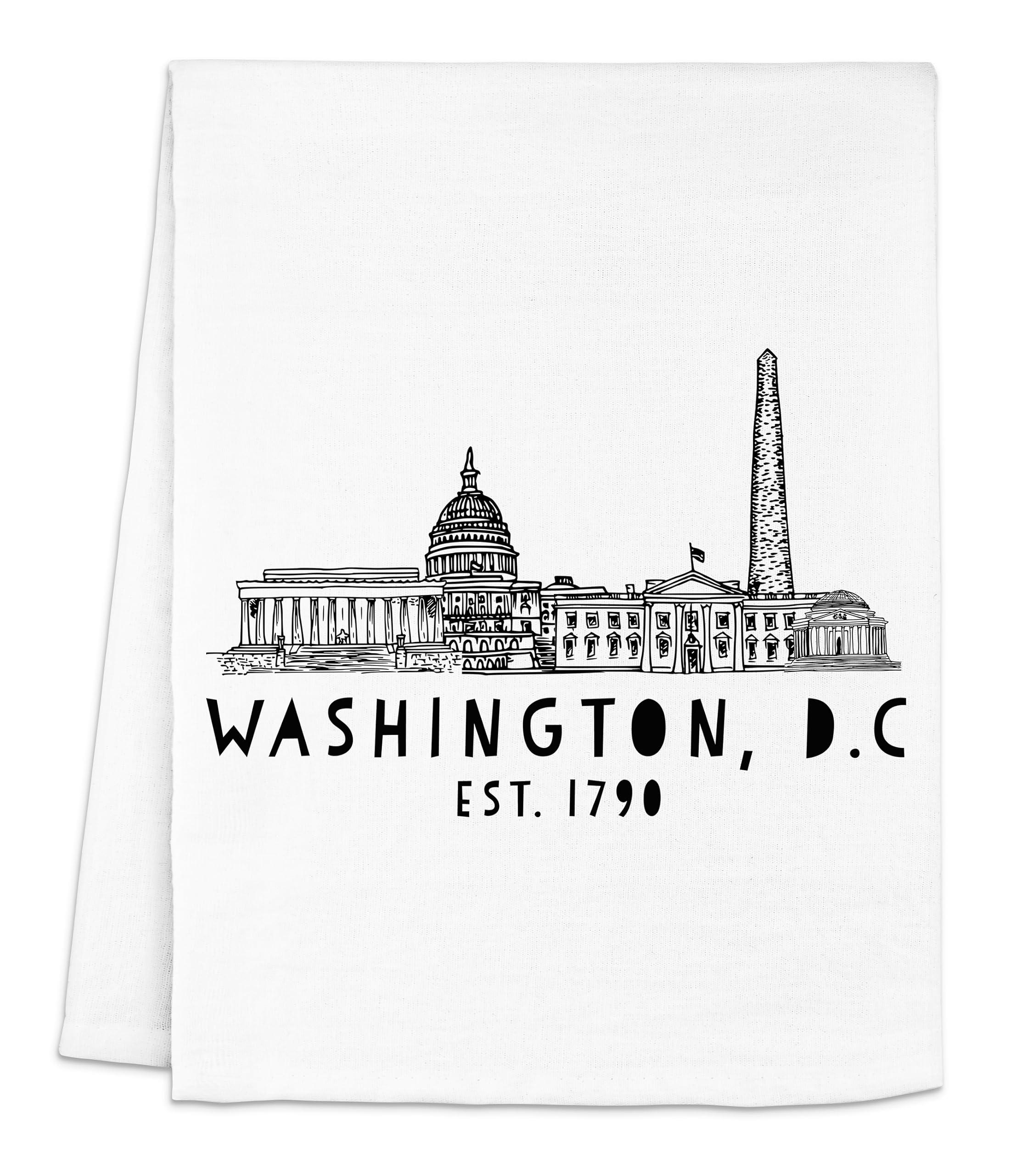 Moonlight Makers Original Dish Towel, Washington DC Skyline, Flour Sack Kitchen Towel, Sweet Housewarming Gift, Farmhouse Kitchen Decor, White or Gray (White)