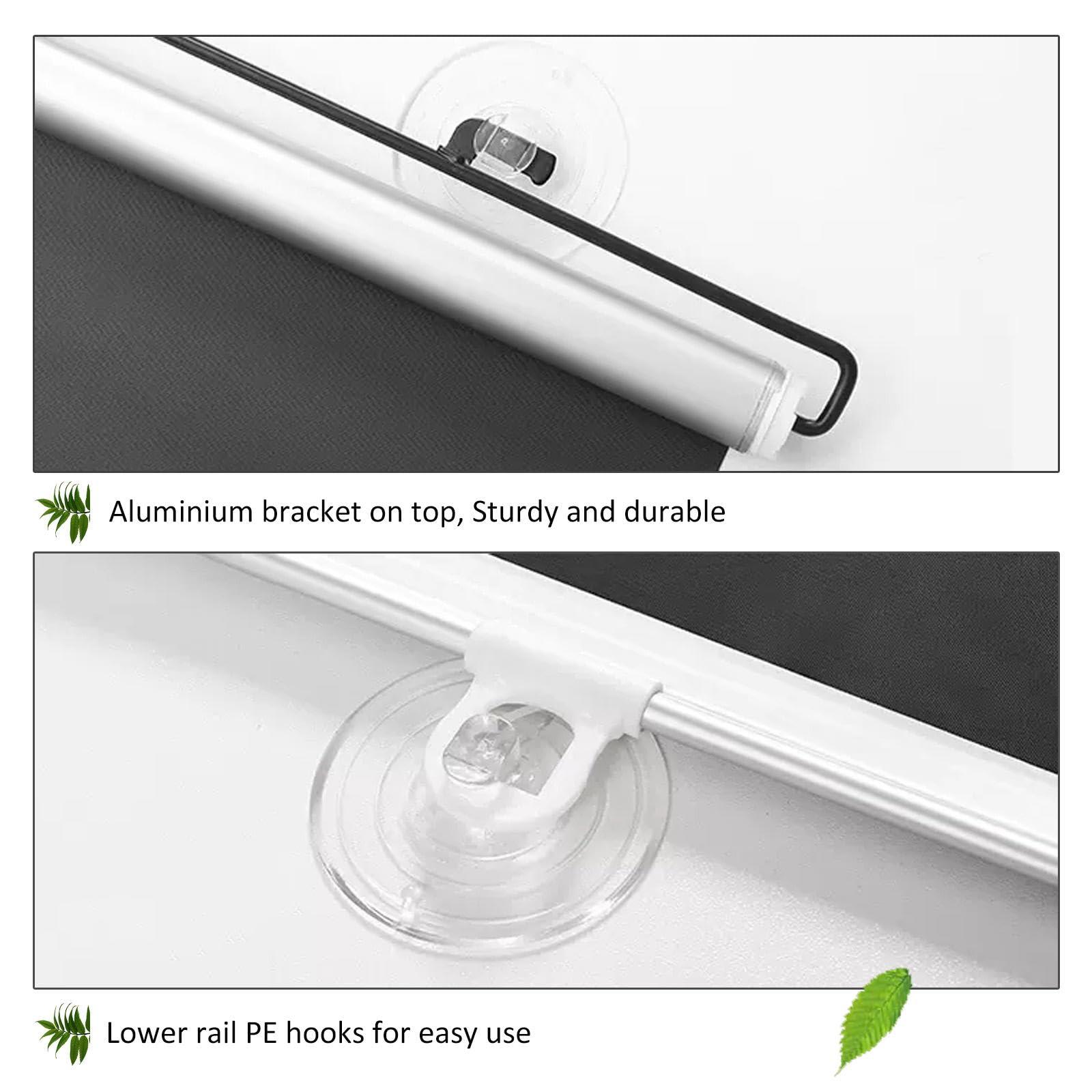 Jolan Blackout Roller Blinds No Drilling,Sunscreen Sunshade Window Roll Up Shades with Suction Cups,Privacy Curtains,Temporary Blinds Black,Retractable Sun Shades,Customisable,WH-80 * 160cm(31 * 63in)