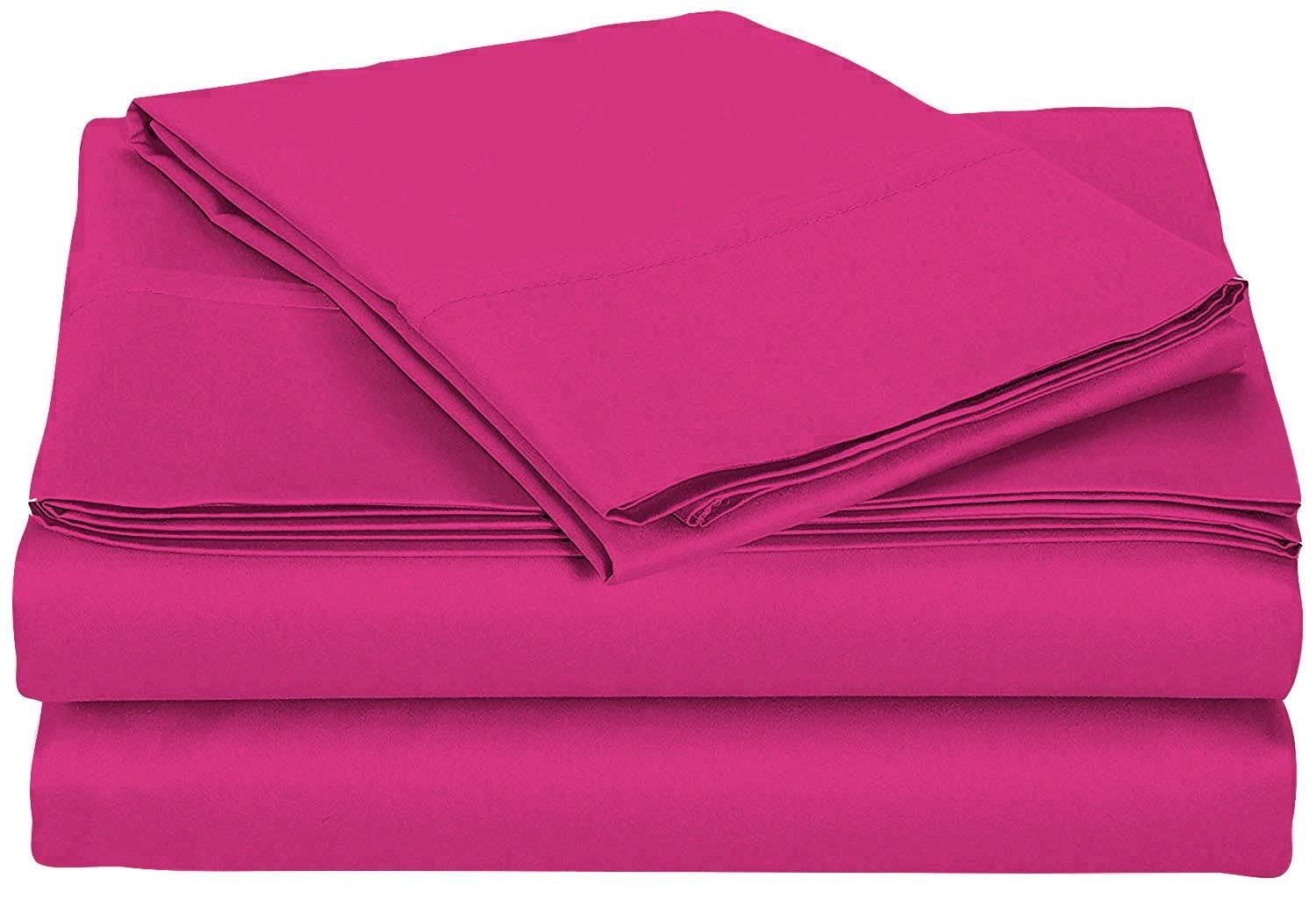 Kings Loft Luxury Waterbed Sheets Super Single Size 800 Thread Count 100% Cotton 4 Peice 8 Inches Deep Pocket Attached Waterbed Sheet Set in Solid (Hot Pink, Super Single)