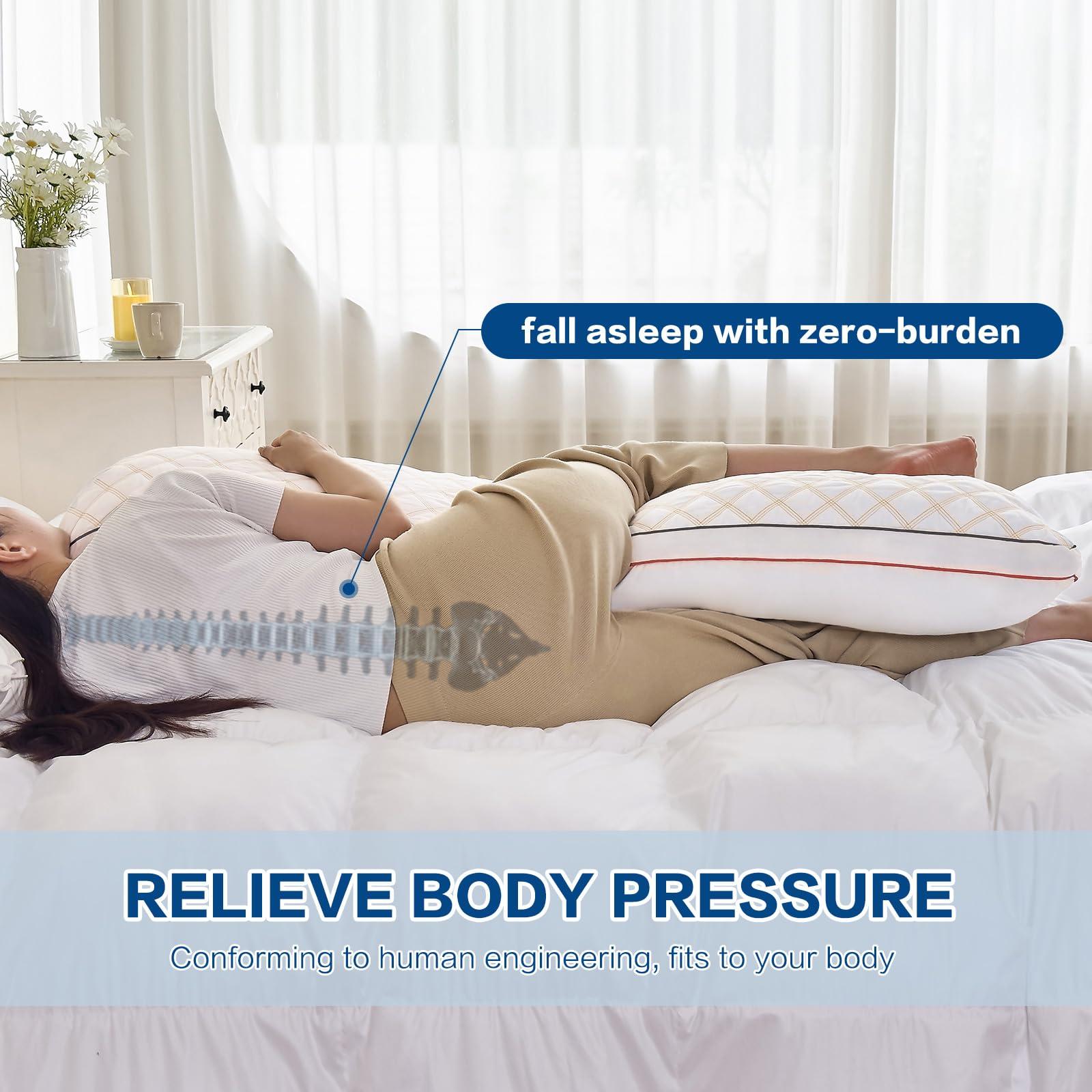 YZ HOME YZ HOME Long Body Pillow for Adults - Firm Body Pillow Insert with Shredded Blue Memory Foam, Adjustable Height, Soft Support for Side Sleeping, Pregnant Women, Washable (20x54 Inch, White)