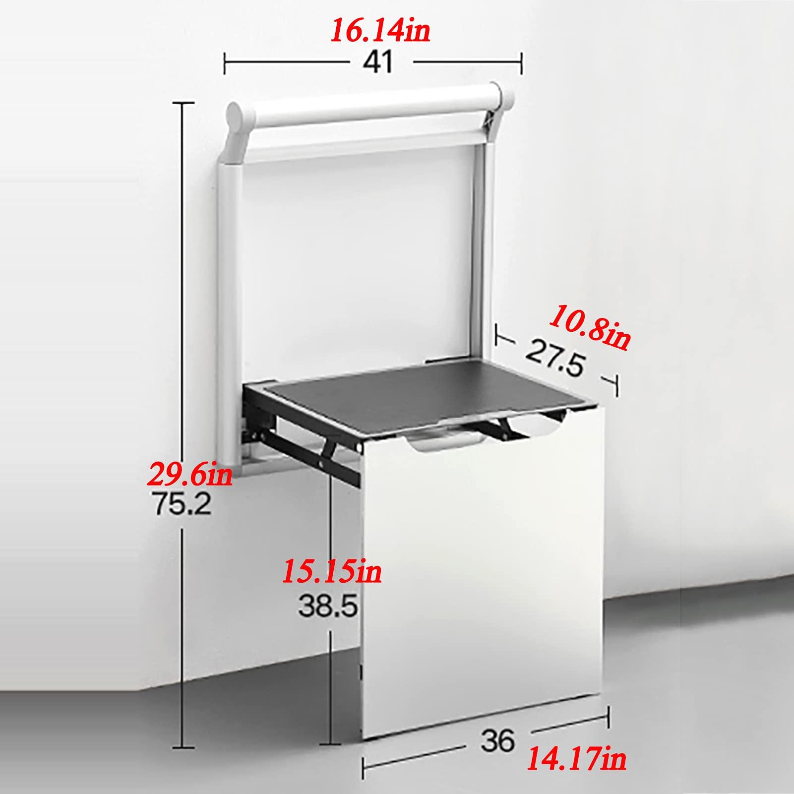 XLTTY Folding Stools Wall-Mounted Invisible Shoe-Changing Stool, Space-Saving Folding Drop-Leaf Wall Stool with Armrests, for Balconies/Porch Folding