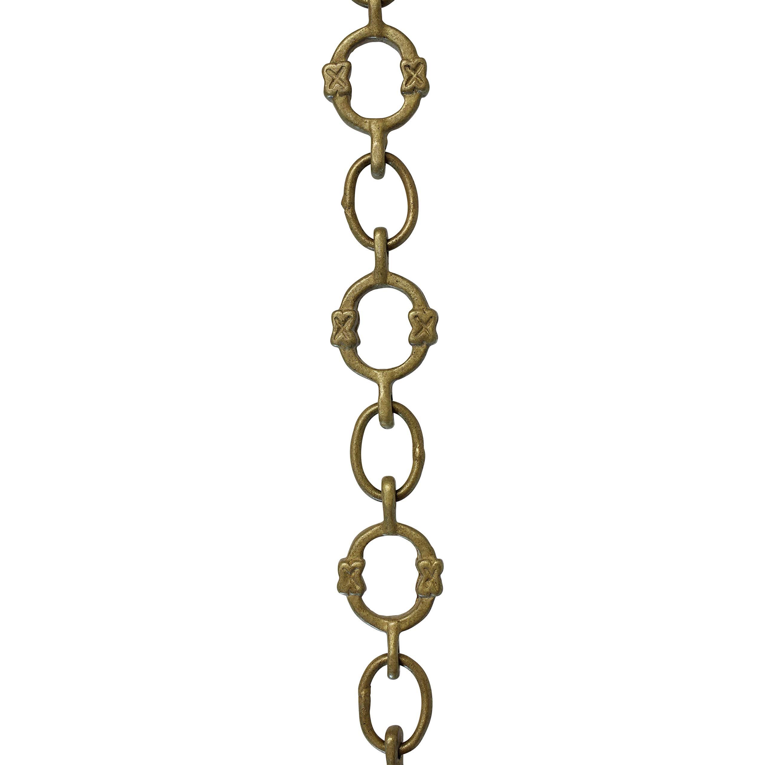 RCH Hardware RCH Hardware Decorative Antique Solid Brass Chain for Hanging, Lighting - Small Round Unwelded Links with X Design (1 Foot)