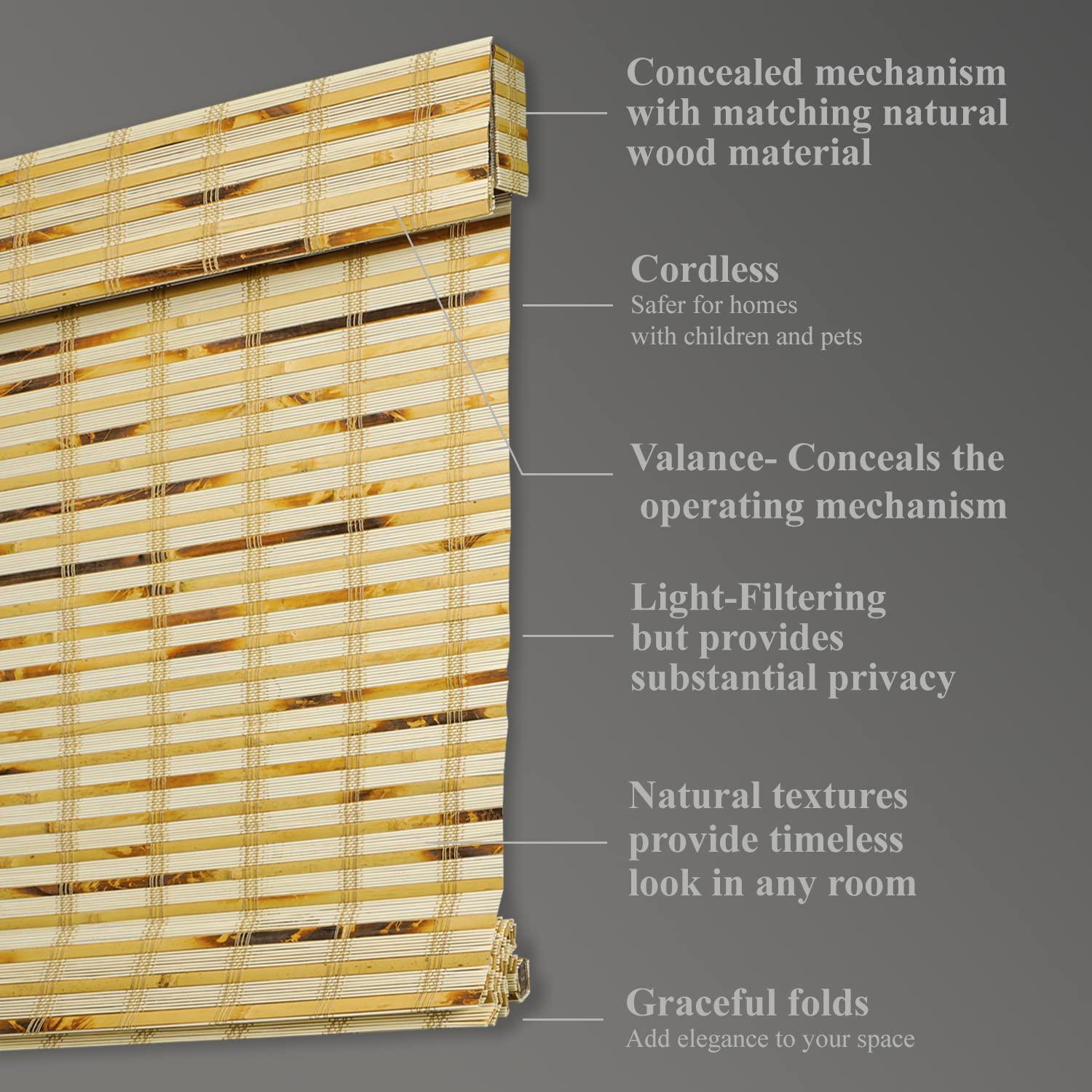 CHICOLOGY CHICOLOGY Handcrafted Custom Bamboo Blinds, Bamboo Shades, Roman Shades for Windows, Roman Window Shades for Home, Bamboo Shades for Patio, Custom Blinds & Shades, Squirrel (Bamboo), 69.125"W X 64"H