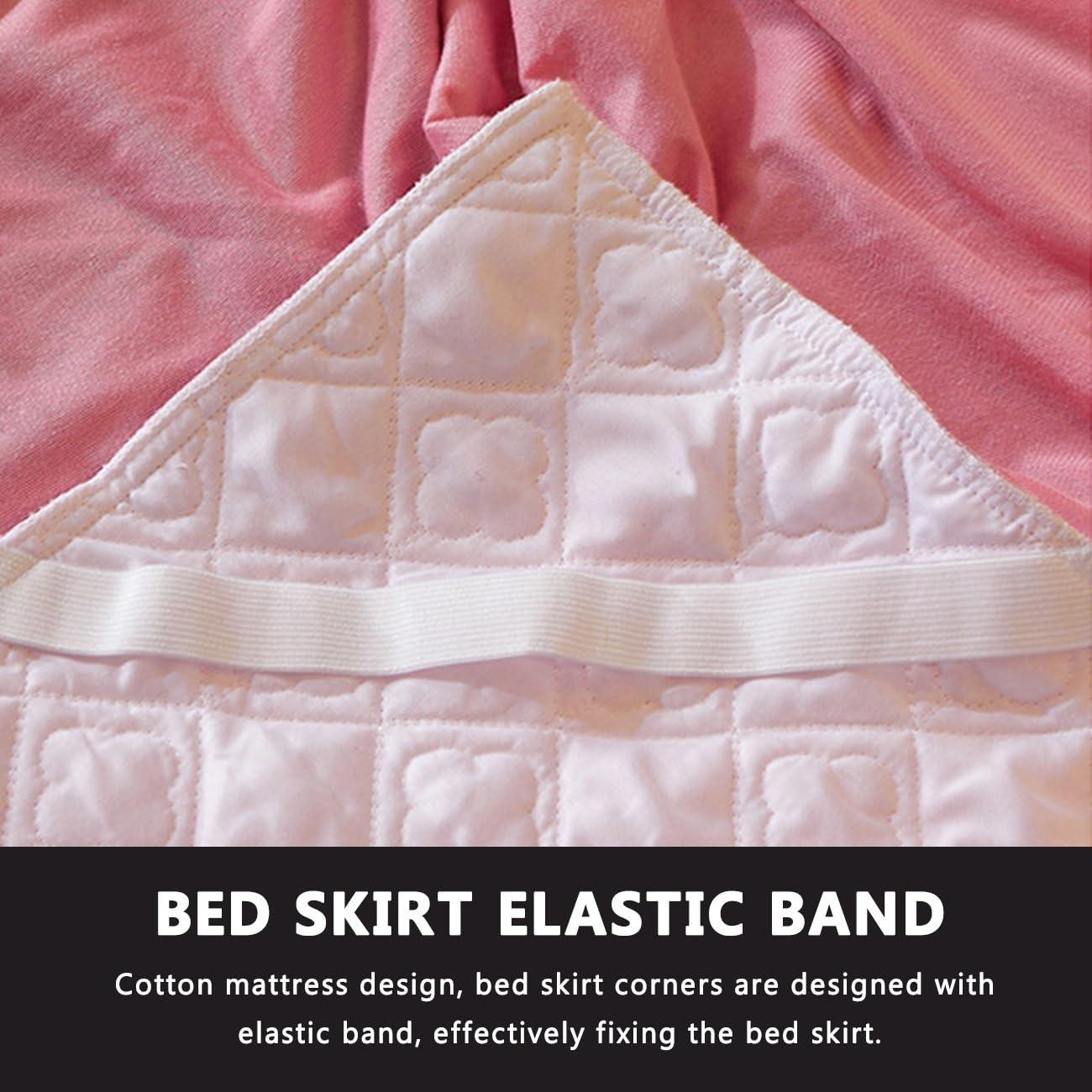 XMAYODS Luxury Velvet Bed Skirts Full /King/Queen 3 Piece Quilted Mattress Protective Cover with 2 Pillow, Thick Cover Bed Skirt with Bedskirt, 18 Inches Deep Ruffle Drop Fitted Sheet Bedspread ( Color : #26