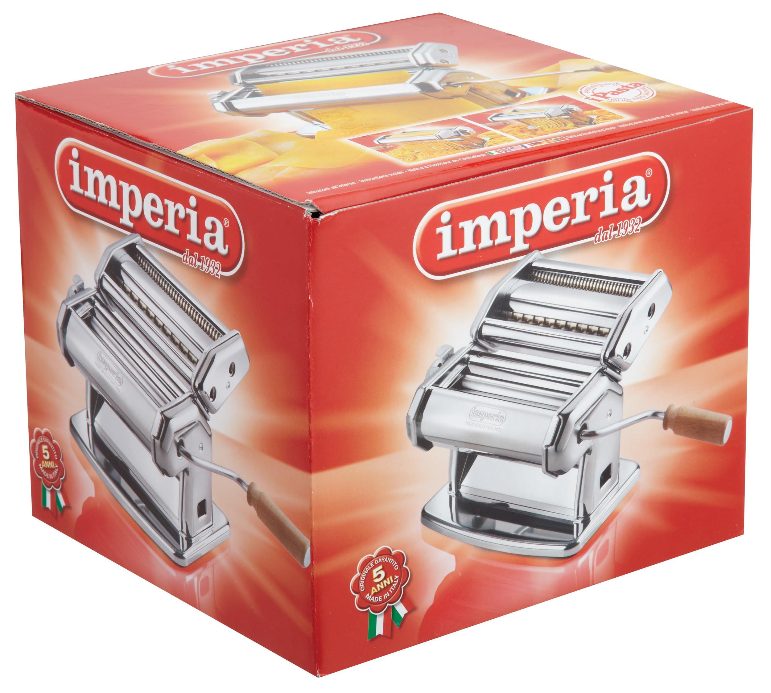Imperia Imperia IPasta Classic Line. Pasta Machine 100% Made in Italy. Fresh pasta machine in steel. Manual roller with crank. Creates dough sheets for Lasagne, Tagliolini, Fettuccine. (End of line)