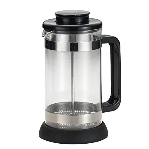 BonJour BonJour Coffee Borosilicate Glass French Press with Coaster & Scoop, 33.8-Ounce, Riviera, Black