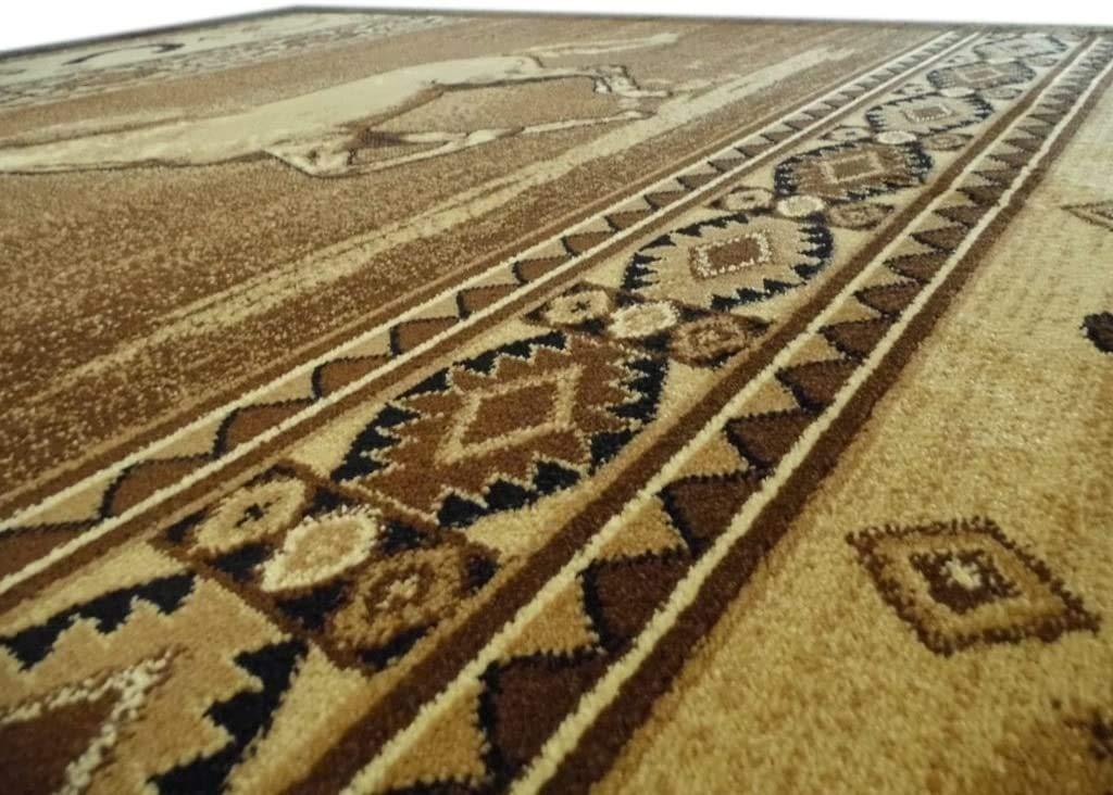 champion rugs champion rugs Western Rustic Lodge Running Horse Stallion Horseshoe Southwestern Design Area Rug (2 Feet X 3 Feet)