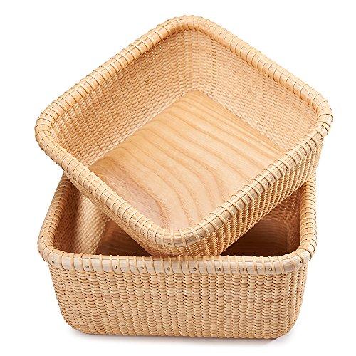 Teng Tian Teng Tian Nantucket Baskets Napkin Baskets Woven Basket Rattan Basket Storage Basket Sewing Baskets longaberger Wicker Nested Party Baskets Sewing Storage Hand-woven rattan square tray