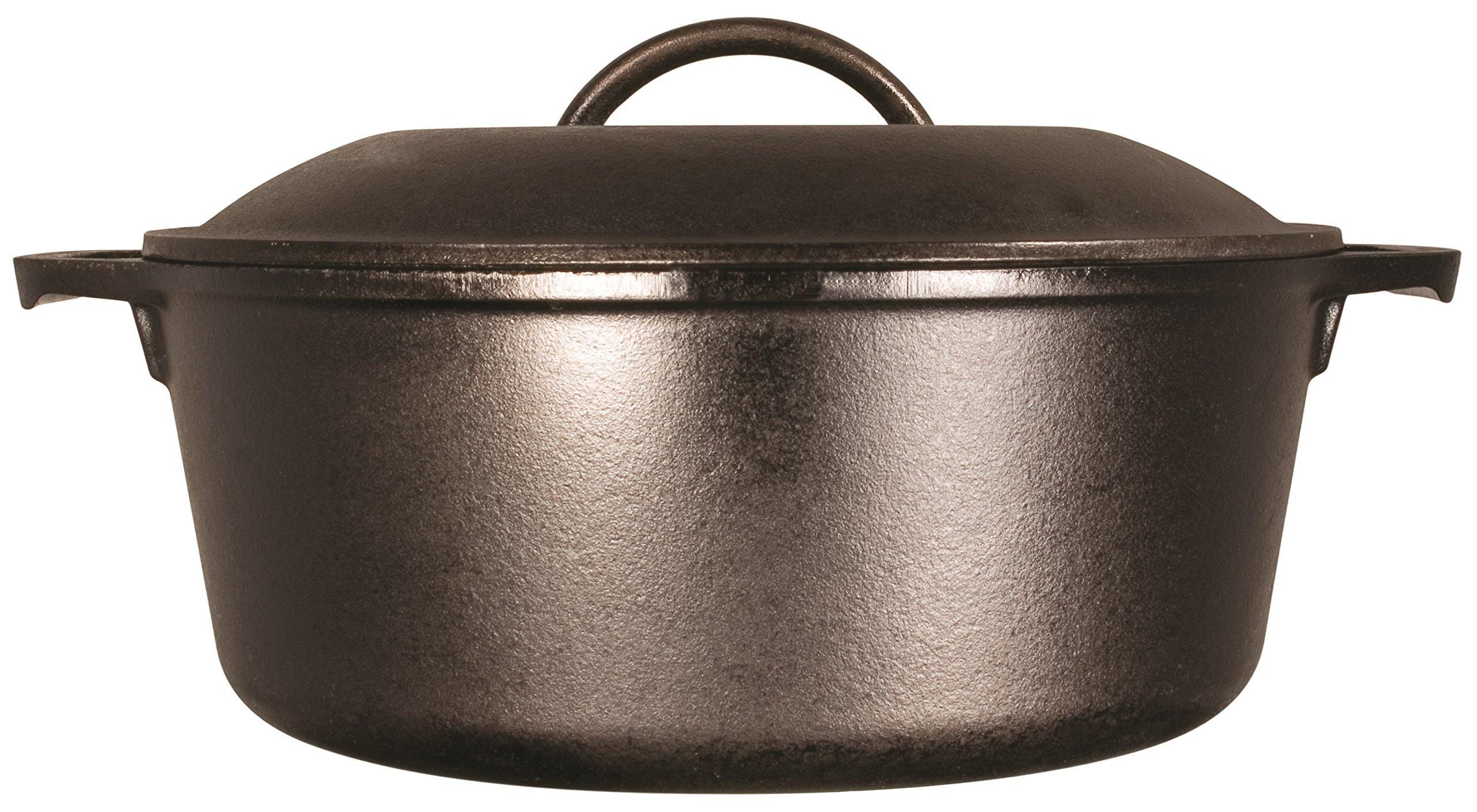 Lodge Lodge L8DOLKPLT Cast Iron Dutch Oven with Dual Handles, Pre-Seasoned, 5-Quart