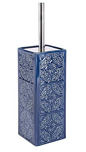 WENKO WENKO Cordoba Blue-Toilet Brush Holder, Closed Form, 9.5 x 9.5 x 35 cm