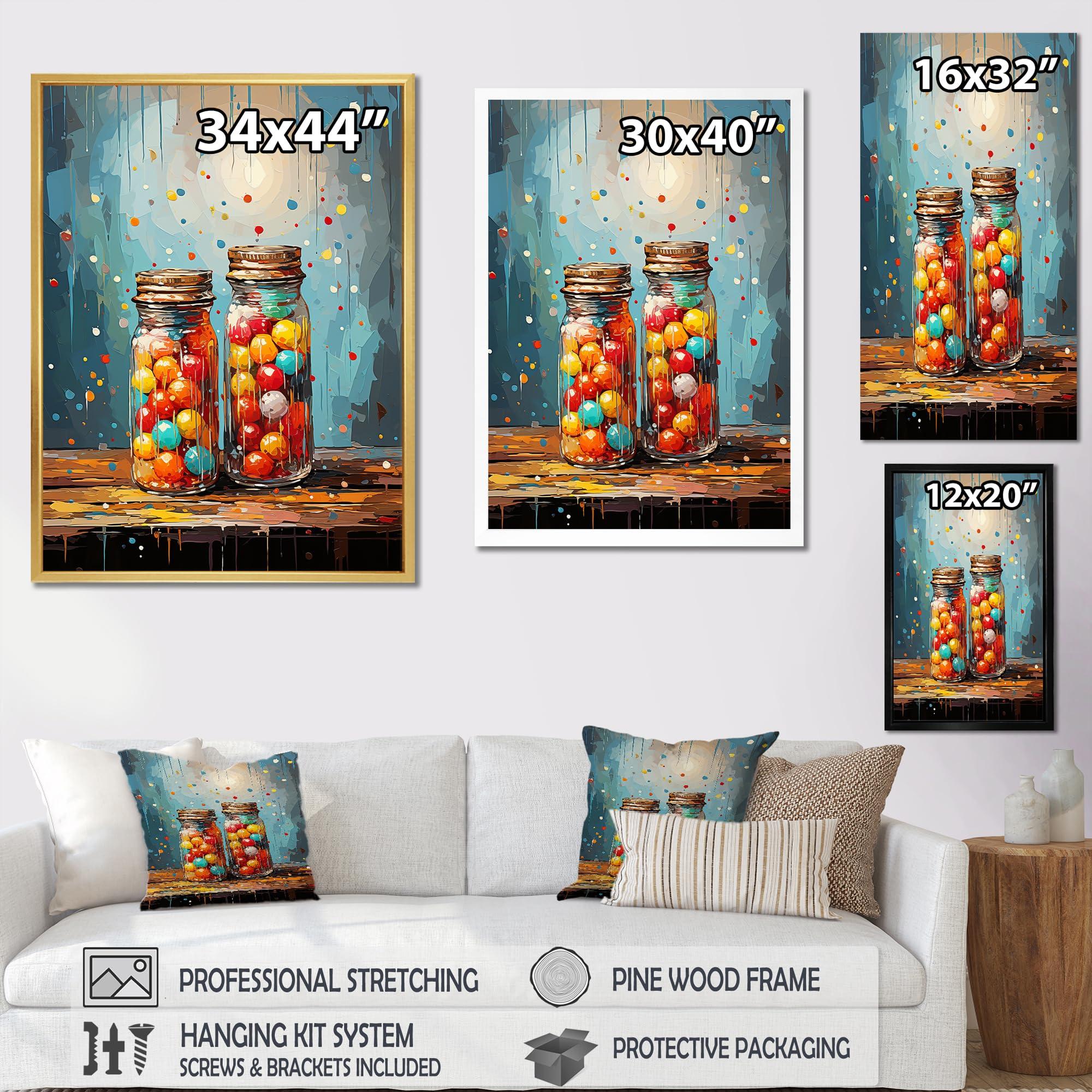 DesignQ DesignQ Blue Canvas wall art, Pop Art wall art Print, Glitzy Gumballs In Pop Art Portrait, Abstract PopArt Wall art decor, 12x20 inches