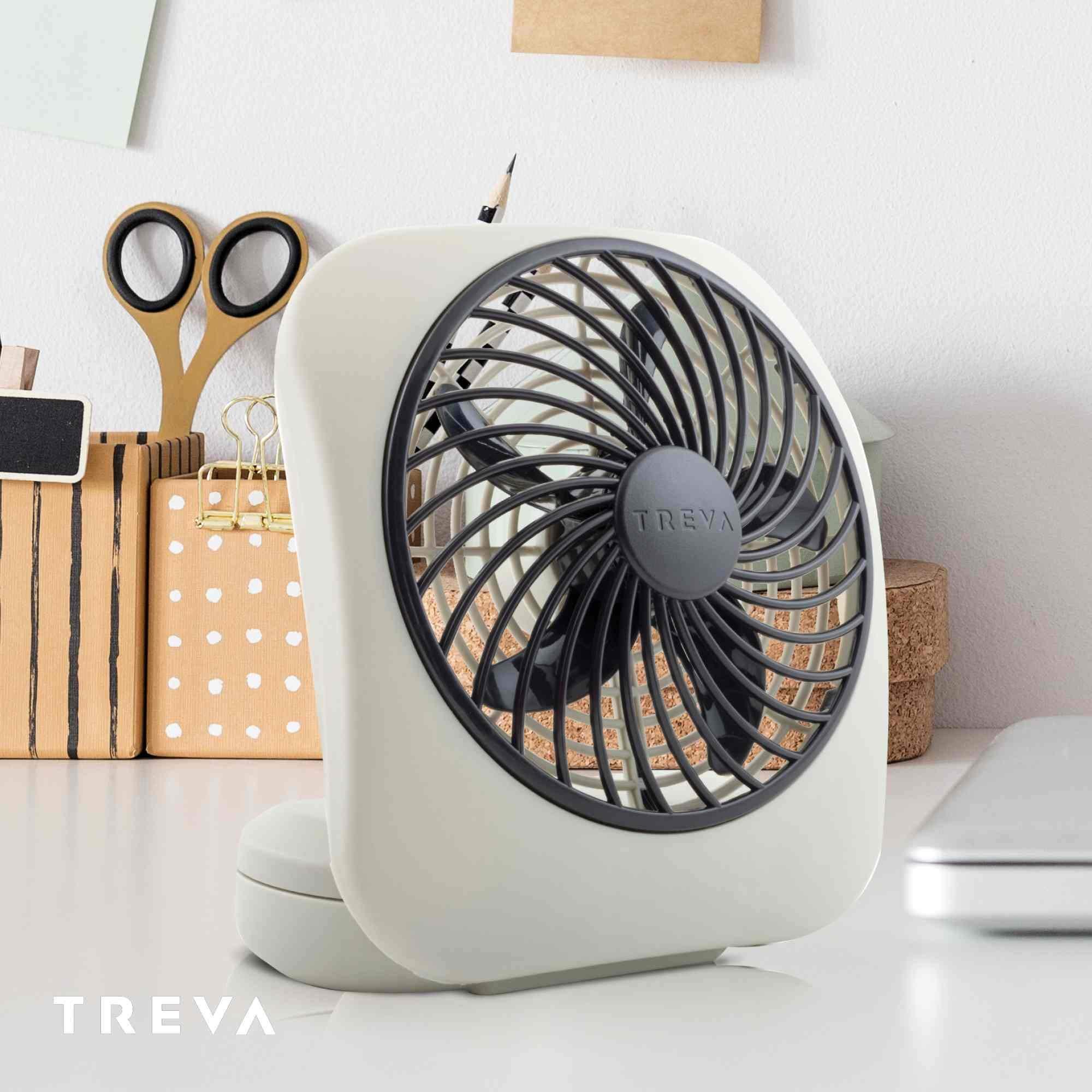 O2COOL O2COOL Treva 5 Inch Battery Powered Fan Portable Desk Fan 2 Cooling Speeds with Compact Folding & Tilt Design Cubicle Accessories Small Portable (Grey)