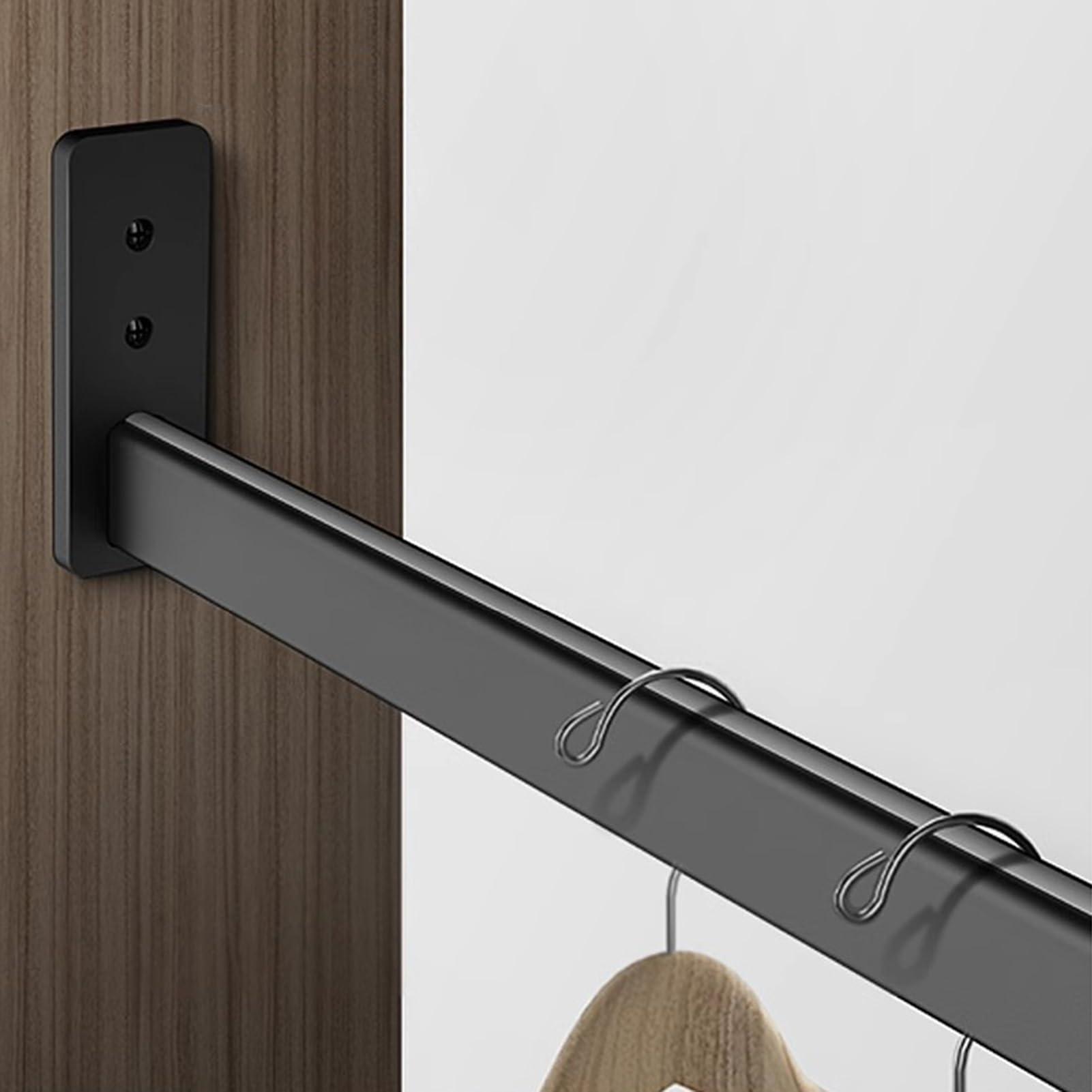 BBHW Closet Rod Square Wardrobe Bar with Non-slip Strip, Heavy Duty Clothes Hanger Bar, Black Cuttable Closet Pole, Wall Mounted Garment Organizer Rack (Size : 130cm(51 1/8") Length)