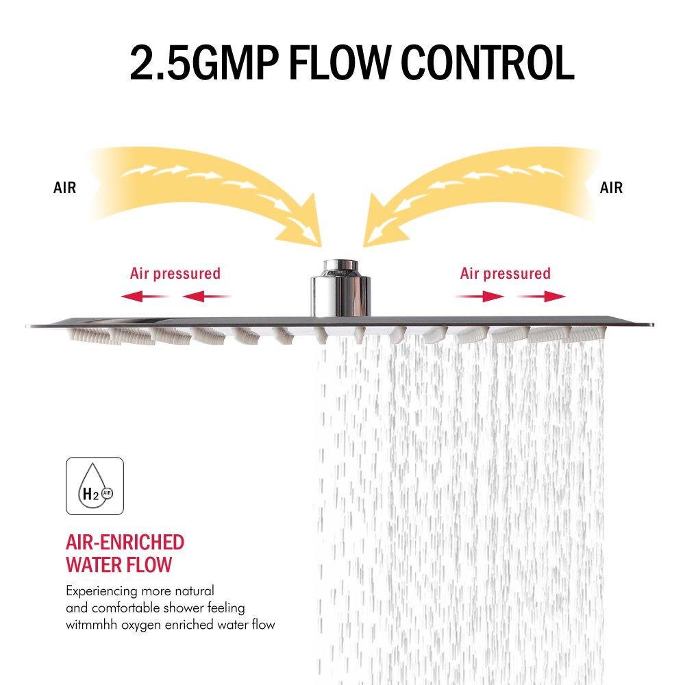 Lordear Lordear 12 Inch Rainfall Shower Head Polish Chrome Solid Ultra Thin 304 Stainless Steel Rain Setting Shower Heads,Waterfall Full Body Coverage with 144 Silicone Nozzles