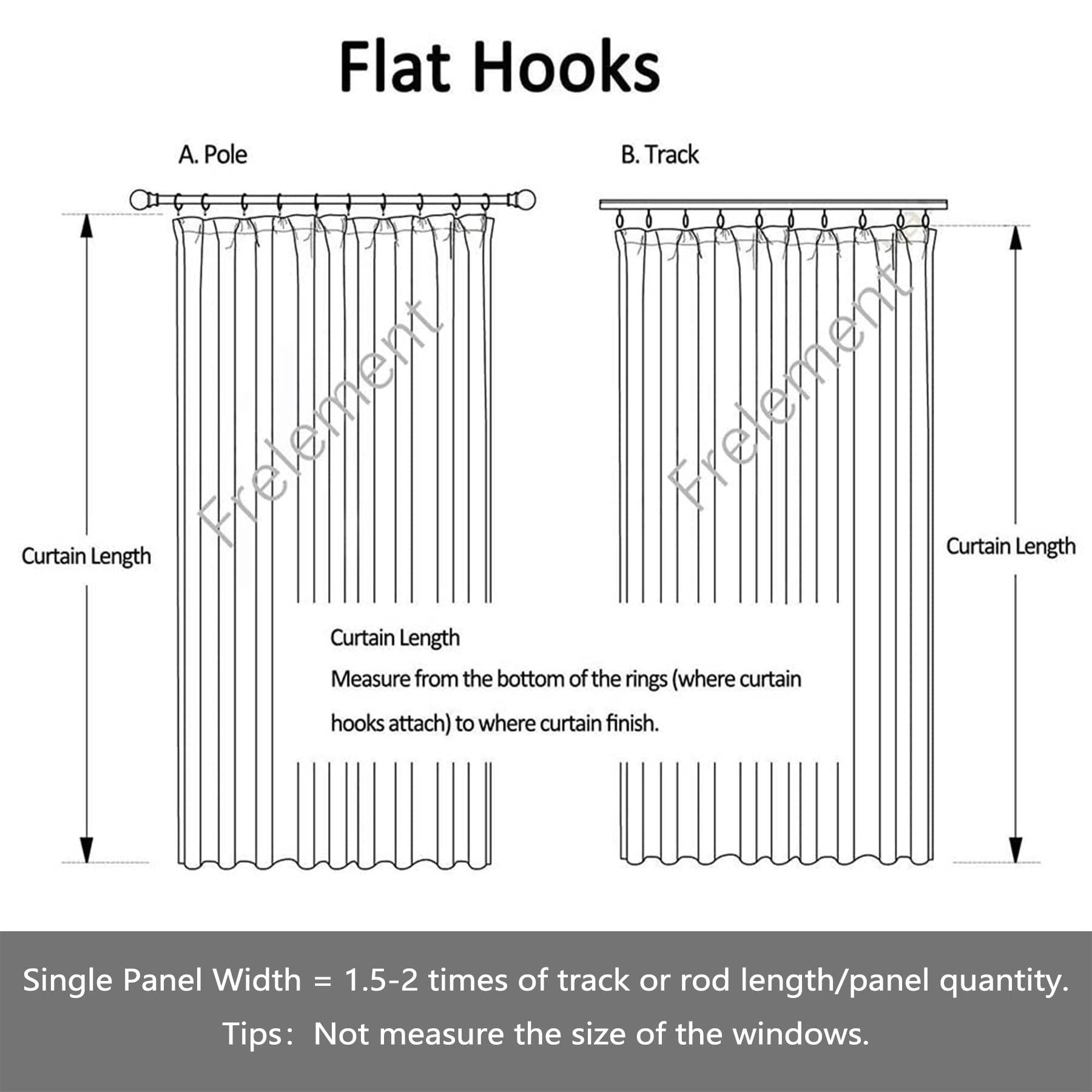 Frelement Frelement Room Darkening Velvet Drapes Flat Hooks Curtains for Traverse Rod and Track Thermal Insulated Curtains High Windows Loft Bedroom, 100" W x 156" L, 2 Panels, Golden Palm