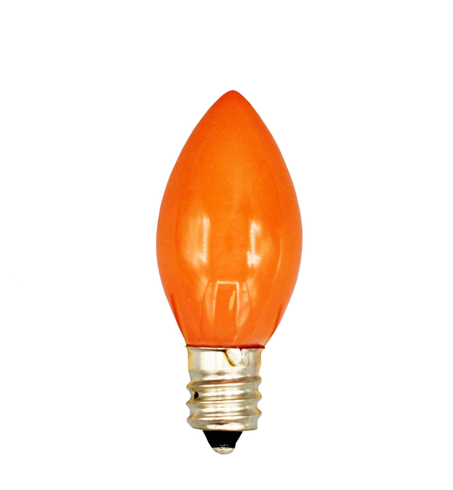 Creative Hobbies Creative Hobbies Box of 25 Light Bulbs, Ceramic Opaque Orange, Steady Burning, 7 Watt Incandescent, C7 Candelabra Base - Great for Christmas Strings and Halloween
