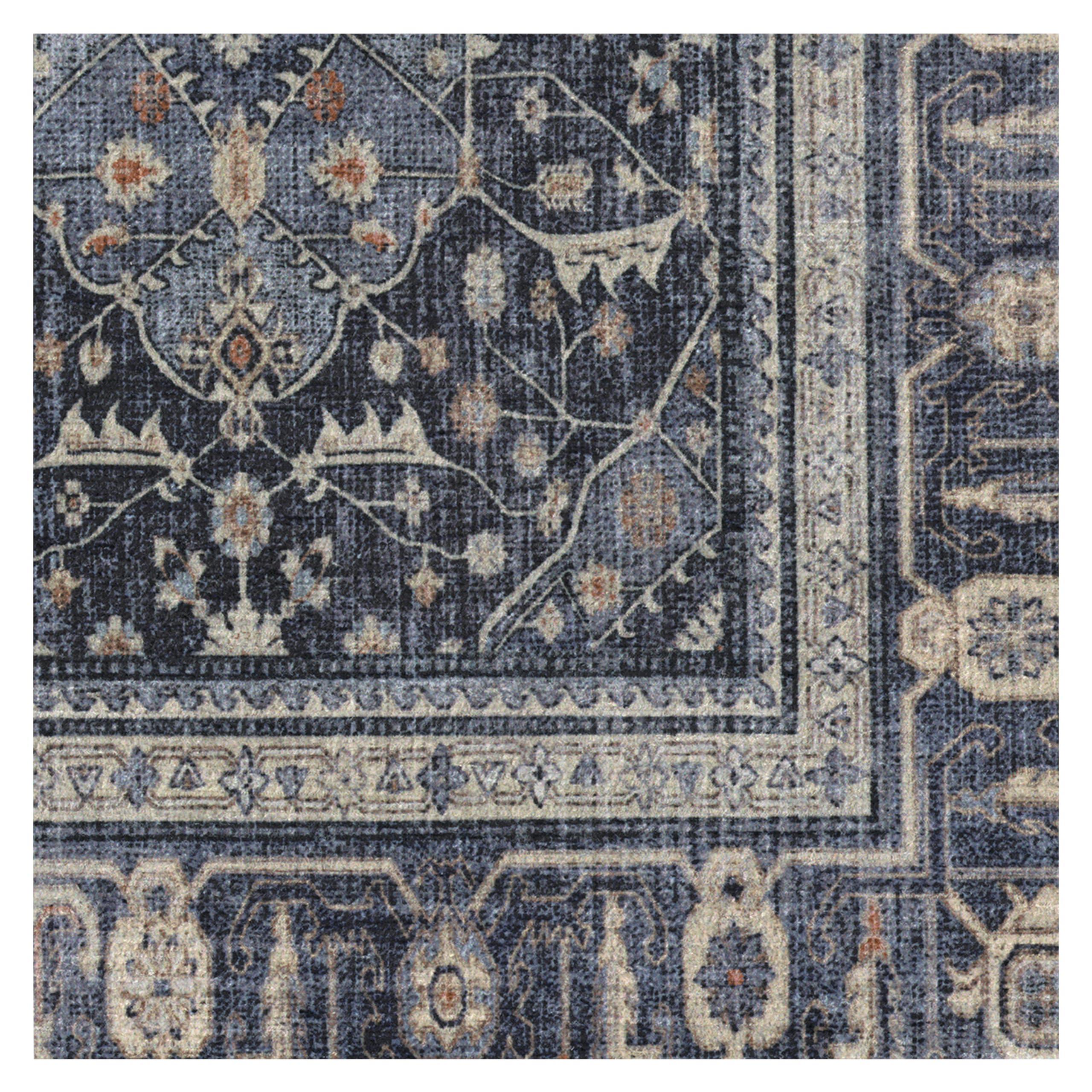 RUGGABLE Ruggable Washable 5x7 Area Rug, Alessia Dusk Blue, Premium Vintage Rugs for Living Room, Bedroom, Kitchen, Office, Classroom with Gripper Non Slip Pad