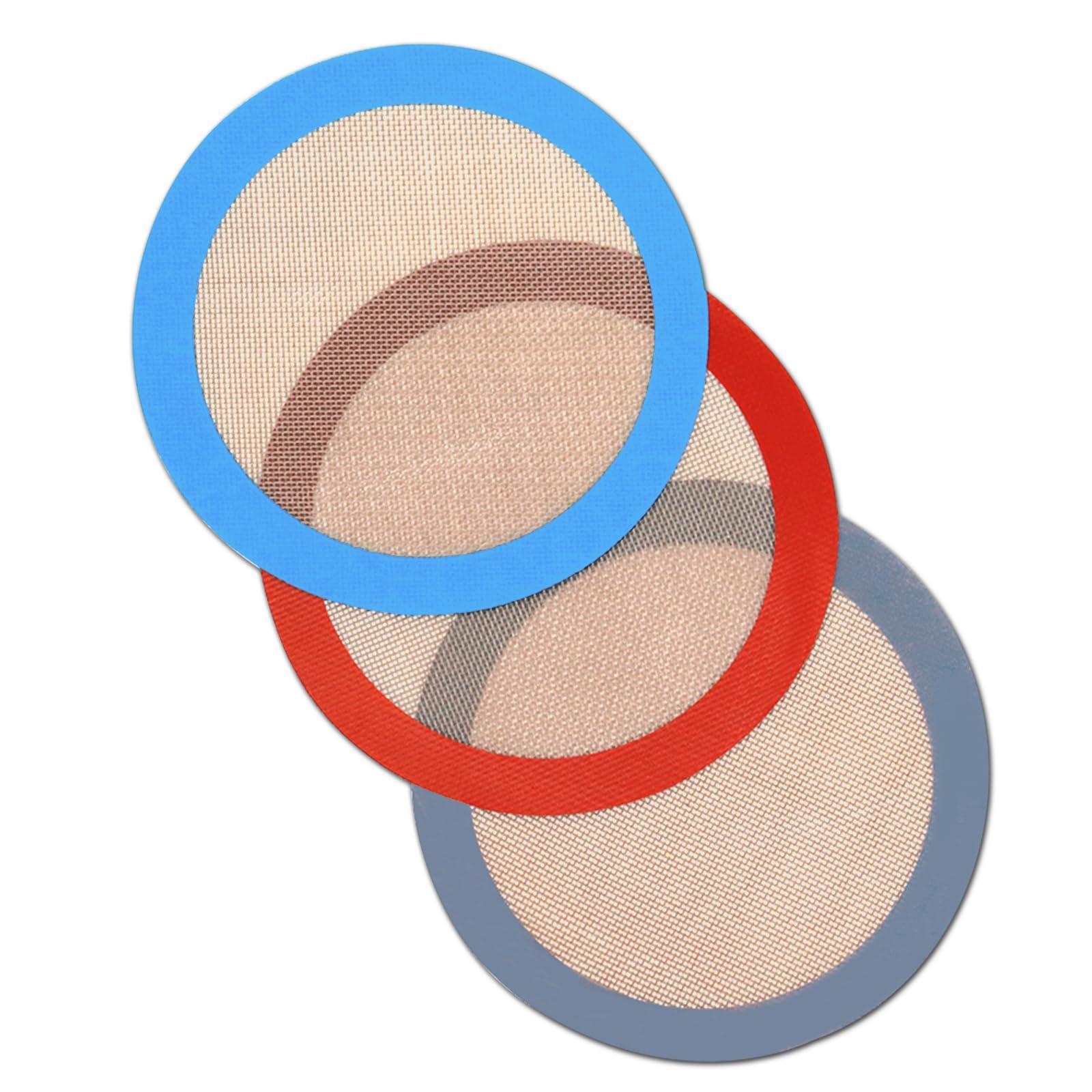 Goalfly Goalfly 8 Inch Round Silicone Baking Mat, Set of 3 Reusable Silicone Baking Mats, Silicone Mat for 8 Inch Cake Pan, Silicone Mat for Baking Cake, Pizza, Pie, Bread, Macaron (Red, Blue, Grey)