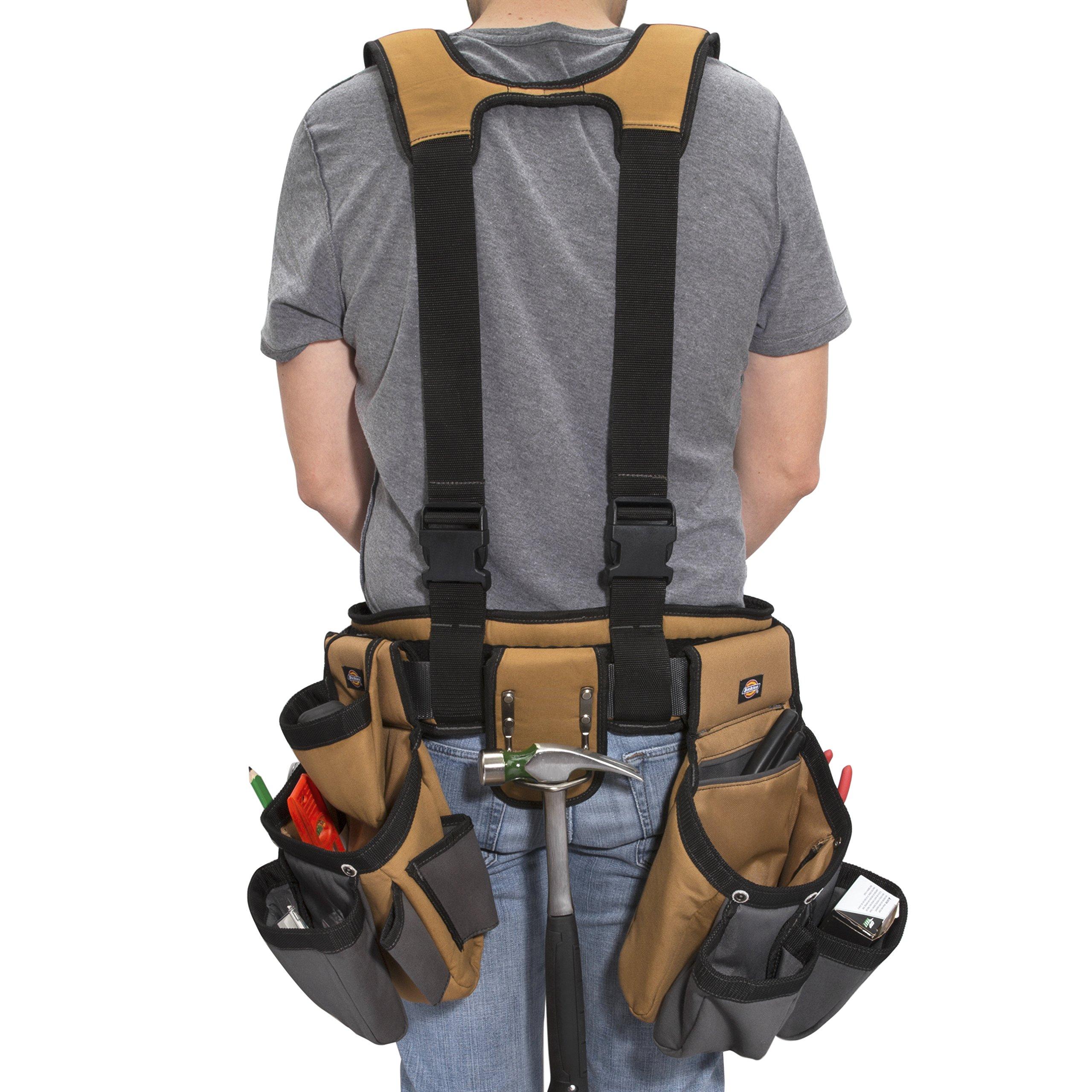 Dickies Dickies 4-Piece Carpenter's Rig, Padded Tool Belt Suspenders, Cooling Mesh, Tool Belt, Steel Buckle, Grey/Tan, 3.8 lb.