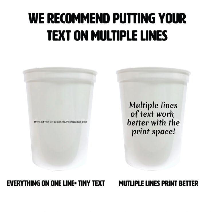 Balloons Tomorrow.com Custom Party Cups Personalized with your Logo or Message Disposable or Reusable 16 oz Plastic Stadium Cups Starting at Set of 10 - White