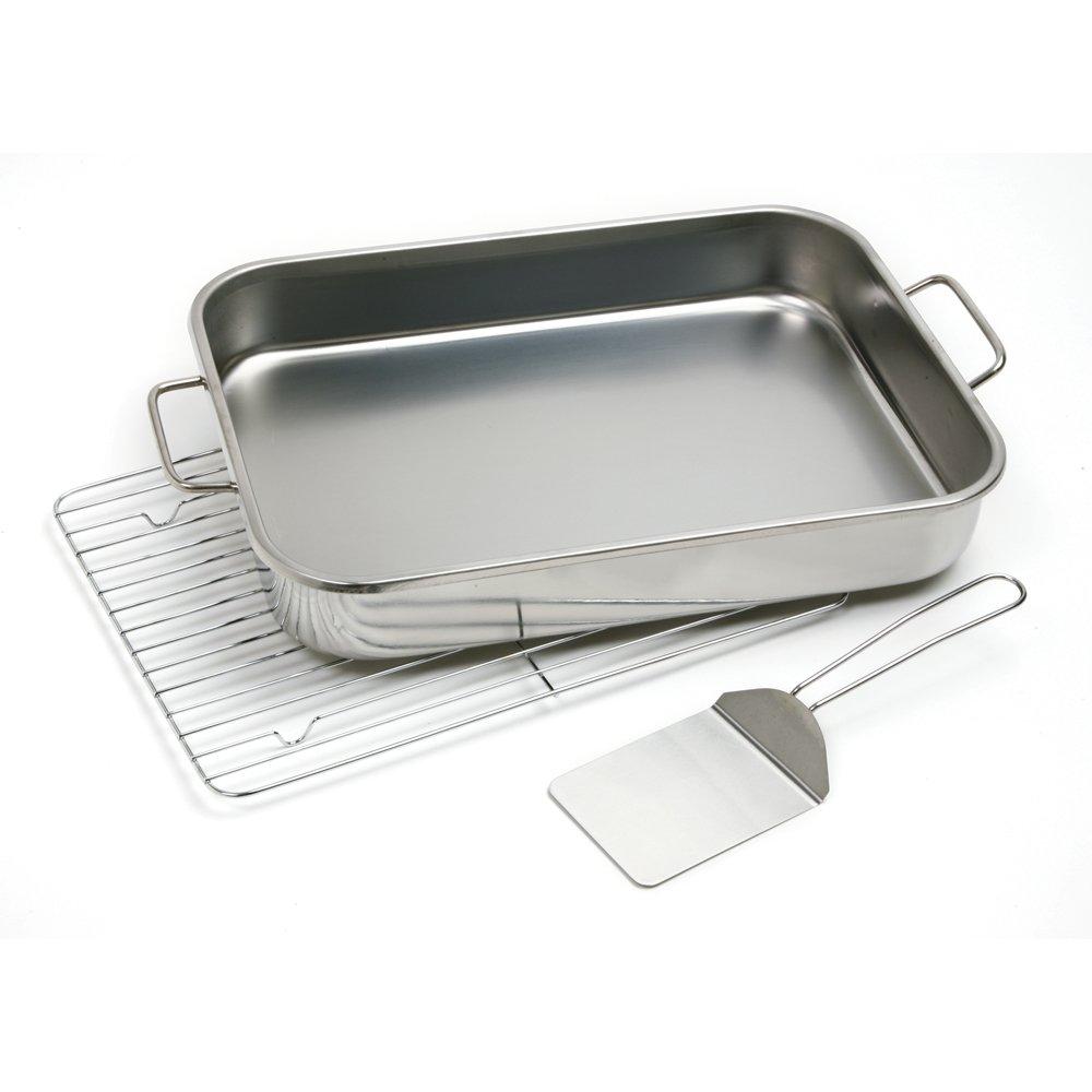 Norpro Norpro 12 by 16 Inch Stainless Steel Roast Lasagna Pan, 16 IN, Gray