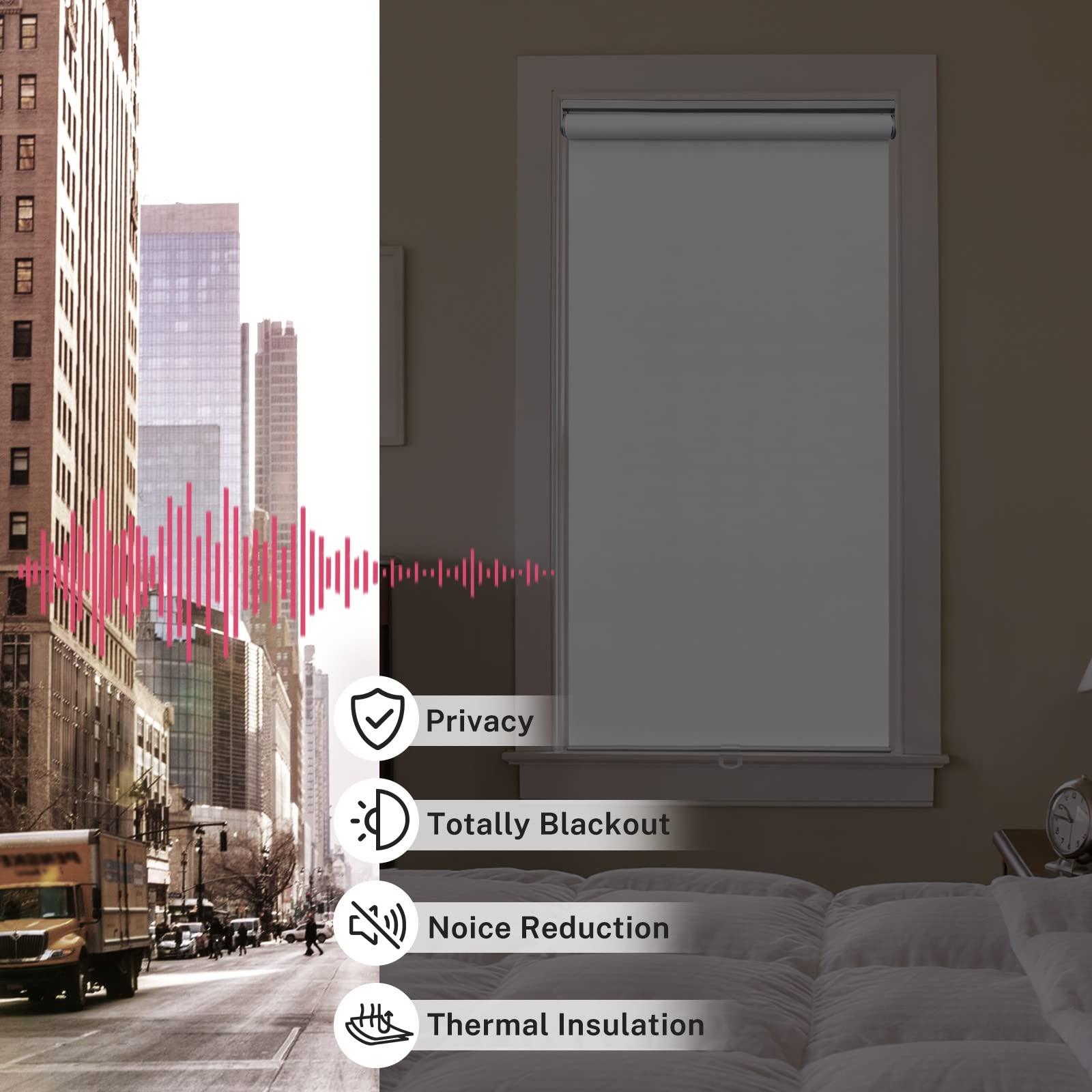 Keego Keego Cordless Spring Window Shades Easy to Lift Install Free Stop Roller Blinds Privacy Shades for Windows Durable Roller Blinds for Home Kitchen Nursery Bedroom (Blackout, White, 71w x 56h)