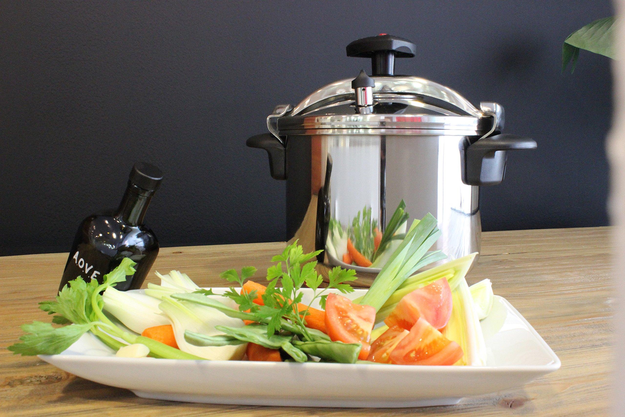 MAGEFESA MAGEFESA Star Pressure Cooker, 6.3-Quart, 18/10 Stainless Steel, Works on All Stovetops (Induction Compatible), Safety Lock & 8 PSI Cooking