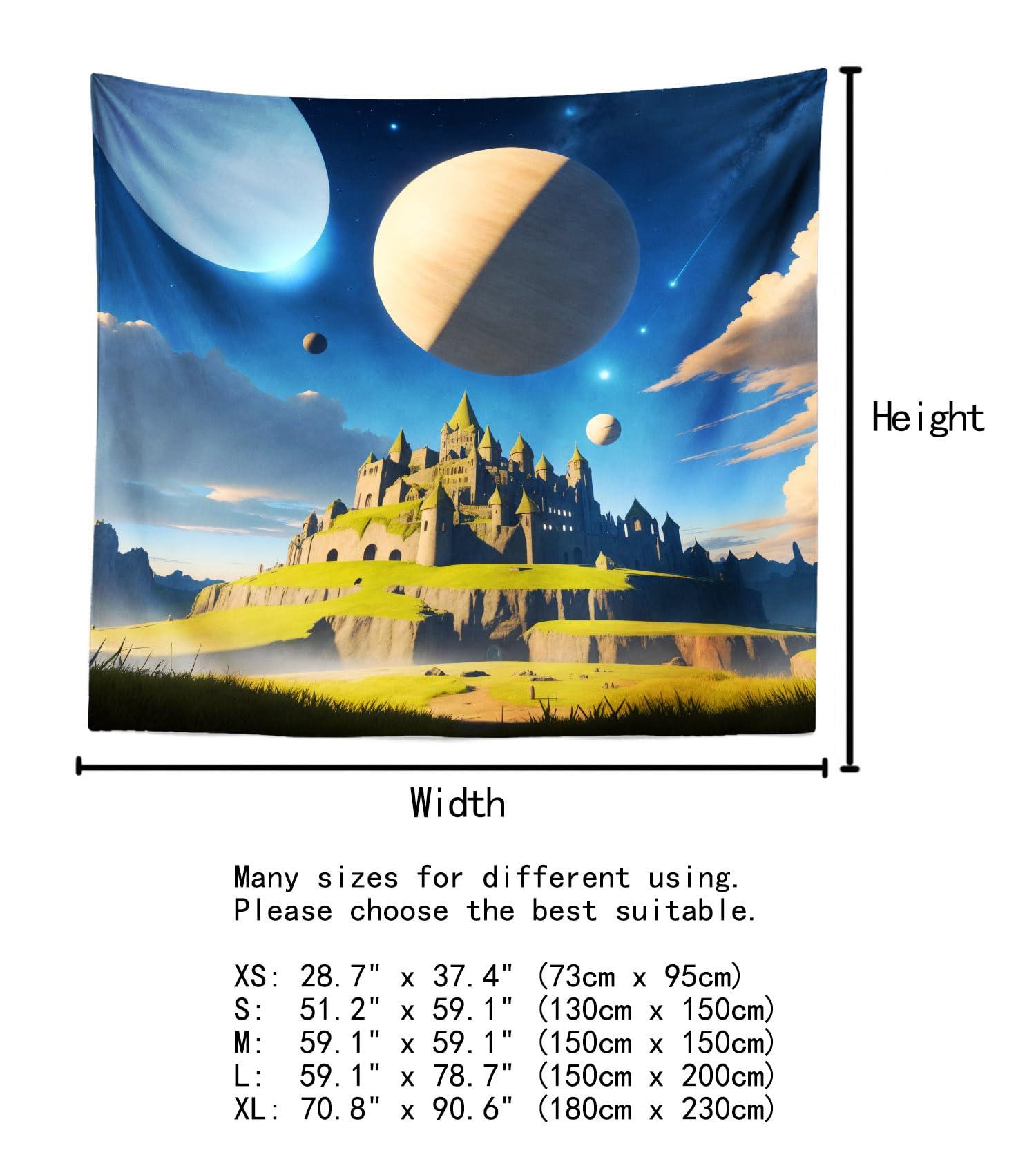 Generic Castle Tapestry Aesthetic Planet Tapestries Fantasy Wall Hanging for Bedroom Living Room Dorm Style3 70.8x90.6