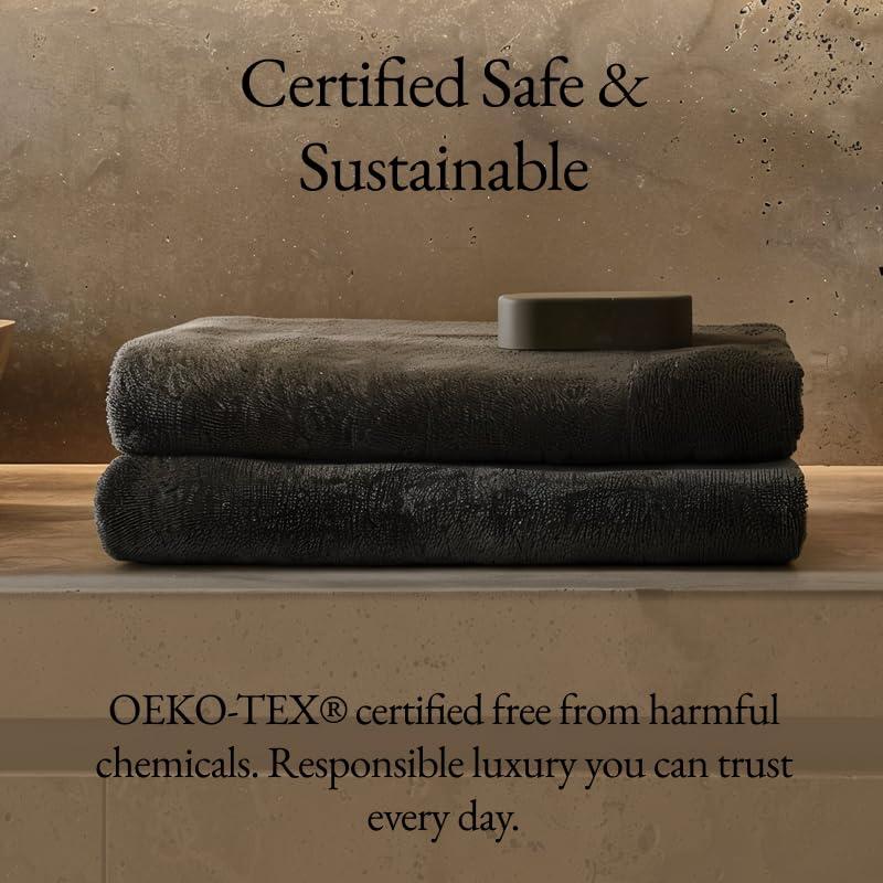 Italic Italic Serene Ultraplush Australian Cotton Towels - Charcoal Standard Set (Set of 6 with Bath Towels)