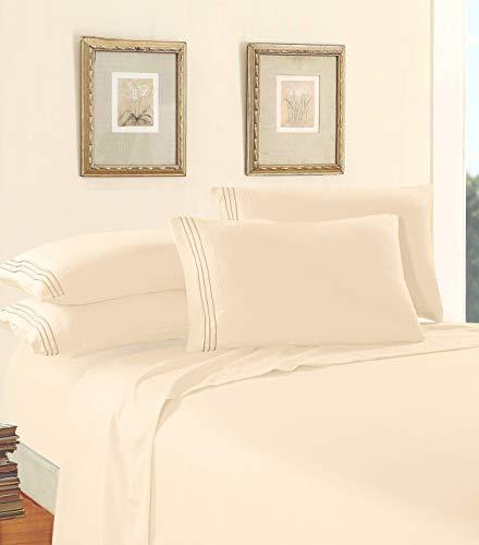 Elegant Comfort Elegant Comfort Luxury 1500 Premium Hotel Quality Microfiber 4-Piece Sheet Set - Wrinkle Resistant, All Around Elastic Fitted Sheet, Deep Pocket up to 16\", Twin/Twin XL, Cream