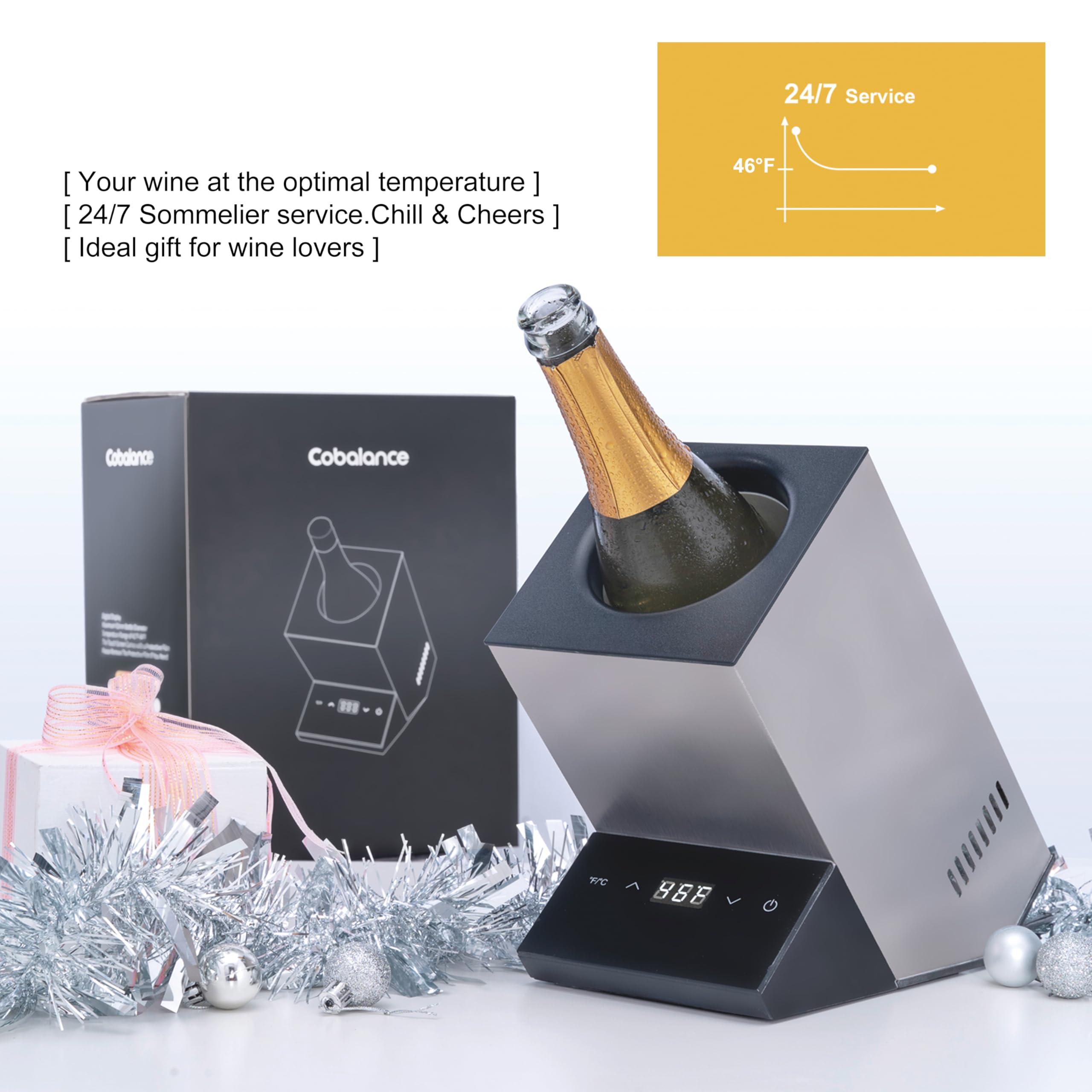 Cobalance Cobalance Wine Chiller Electric, Wine Chillers Bucket for 750ml Red & White Wine or Some Champagne,Stainless Steel Single Bottle Iceless Wine Cooler,Kitchen Bar RV Wine Accessory,Gift for Wine Lovers