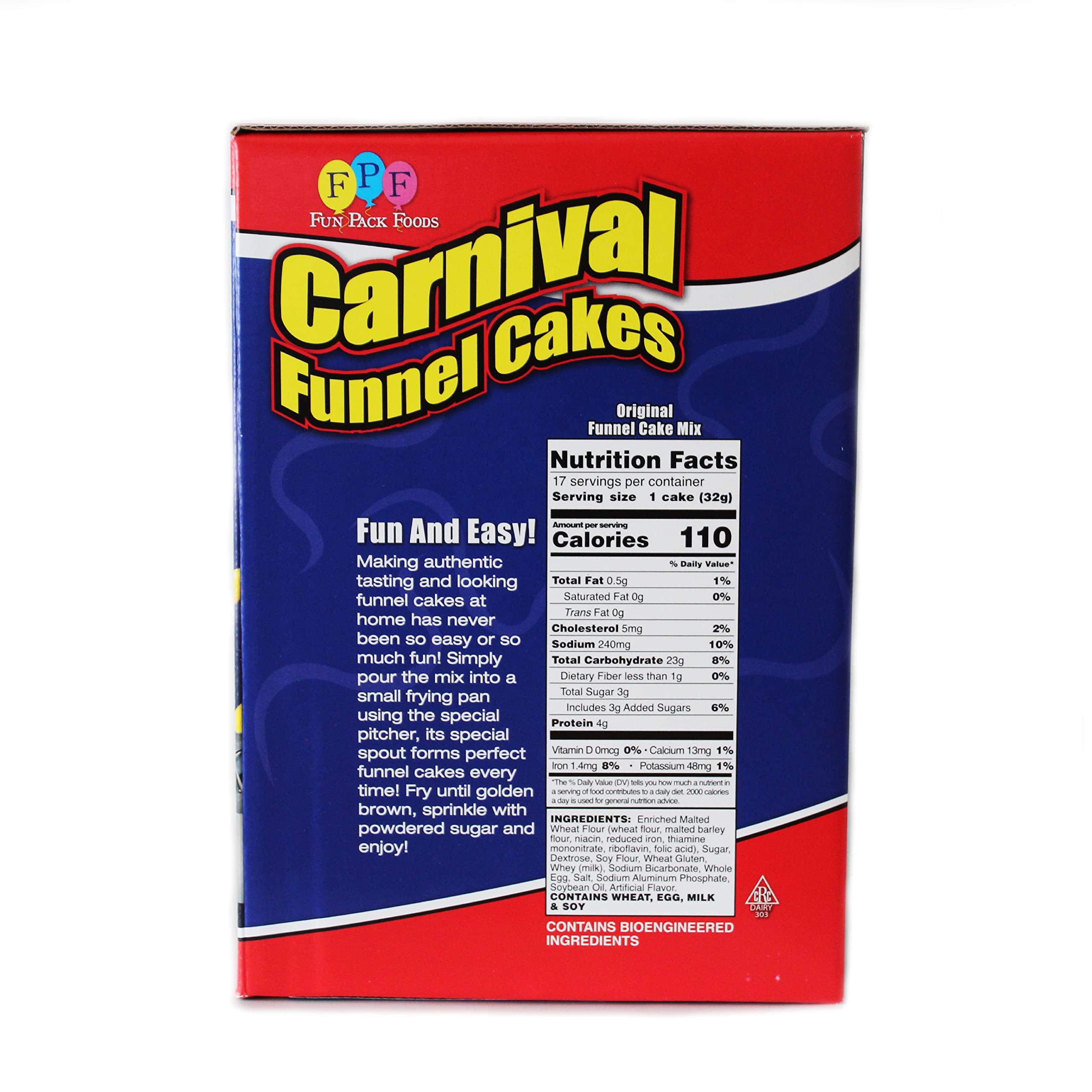 Xcell International Fun Pack Foods - Carnival Funnel Cakes Deluxe Kit - Includes (2) Original Funnel Cake Mixes, Pitcher, Fry Ring & Cooking Tongs