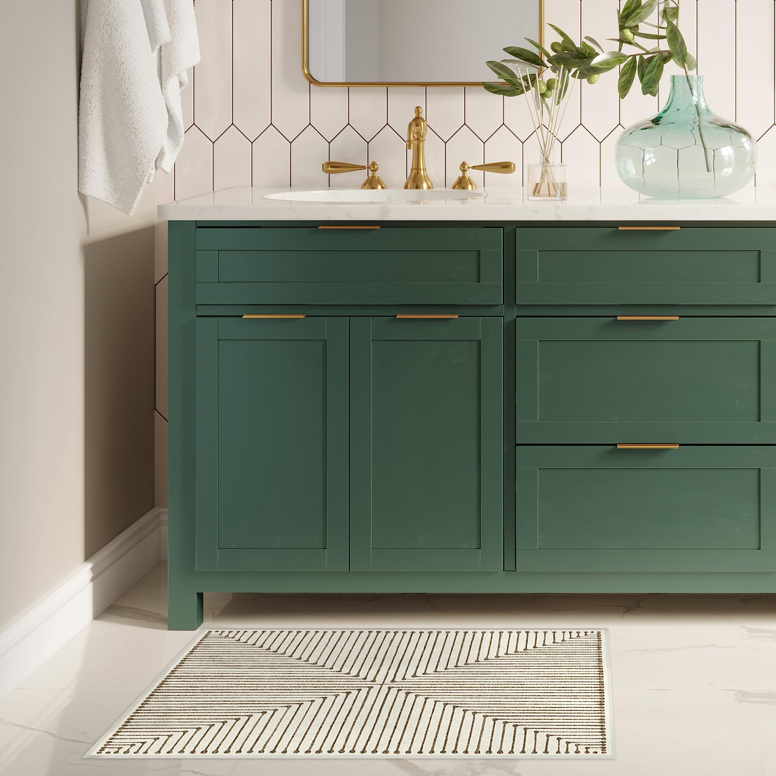 RUGGABLE Ruggable x Jonathan Adler Washable 2x3 Area Rug, Inkdrop Camel & Ivory, Premium Modern Rugs for Living Room, Bedroom, Kitchen, Office, Classroom with Gripper Non Slip Pad