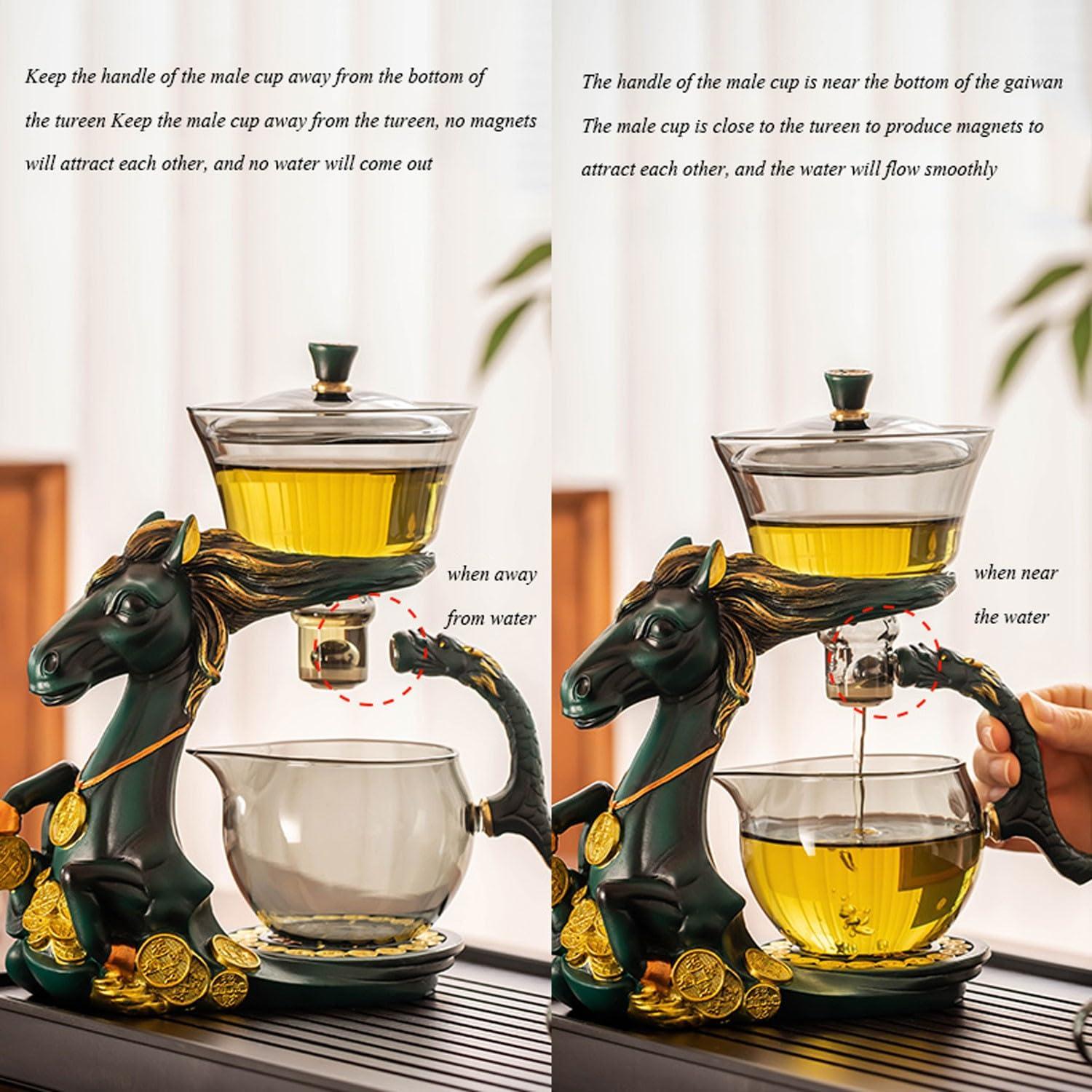 HZHXIFUF HZHXIFUF Tea Set, Afternoon Tea Set Tea Set for adultsHousehold Light Luxury Lazy Tea Making Artifact, Fully Automatic Glass Tea Set