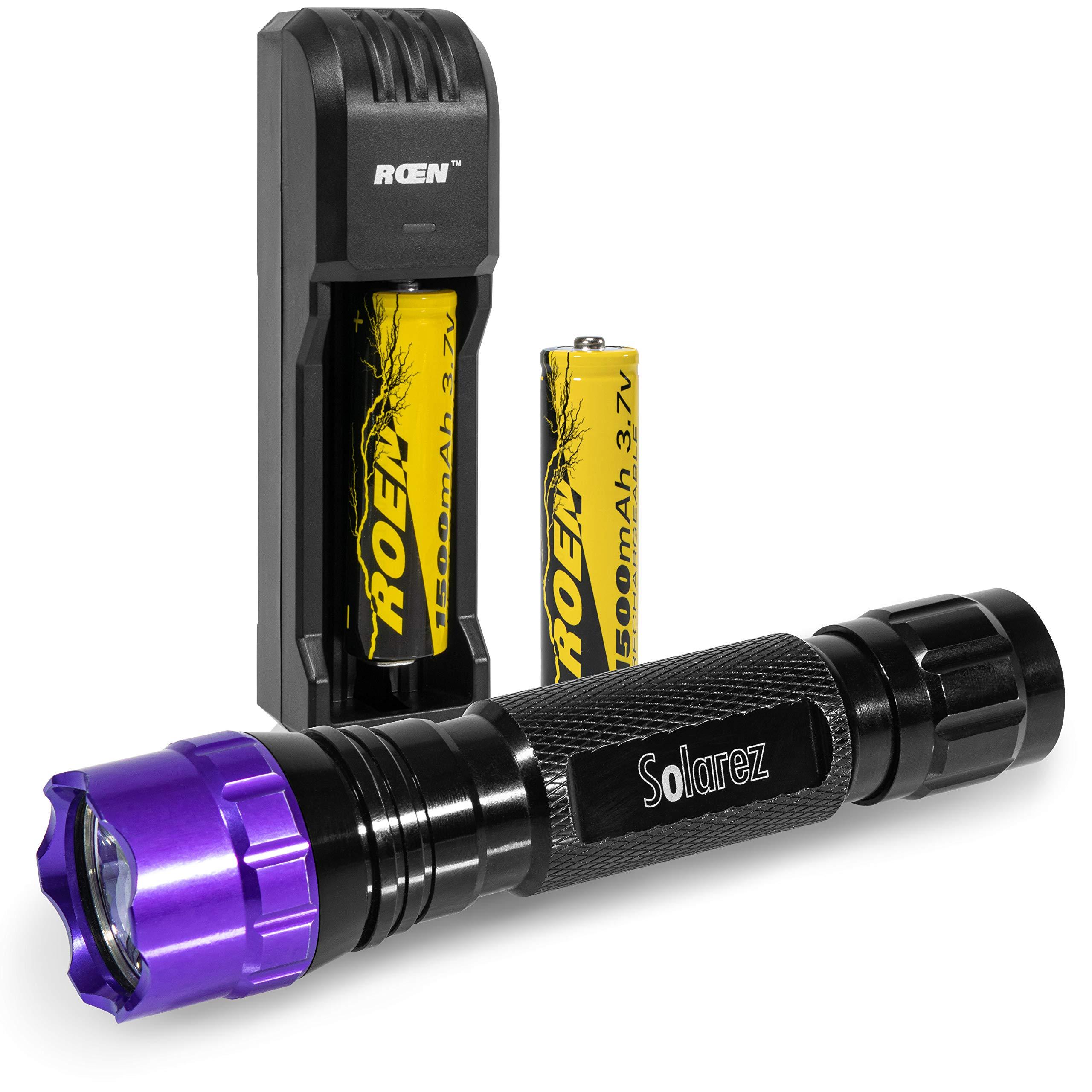 SOLAREZ SOLAREZ HIGH Output UV Flashlight RESINATOR KIT Best 380 UV Light and Blacklight for Fly-Tie & Surf Resin Cures, Insect Inspection, Pet Urine Stains, 18W 380-390nm LED Calibrated UV Resin Cure