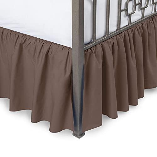 Generic Royalbeddingking Chocolate Ruffled Bed Skirt with Split Corners Twin XL Size 32 Inch Drop Length Three Sided Coverage with 850 Thread Count Egyptian Cotton Ruffled Gatherd Bed Skirt