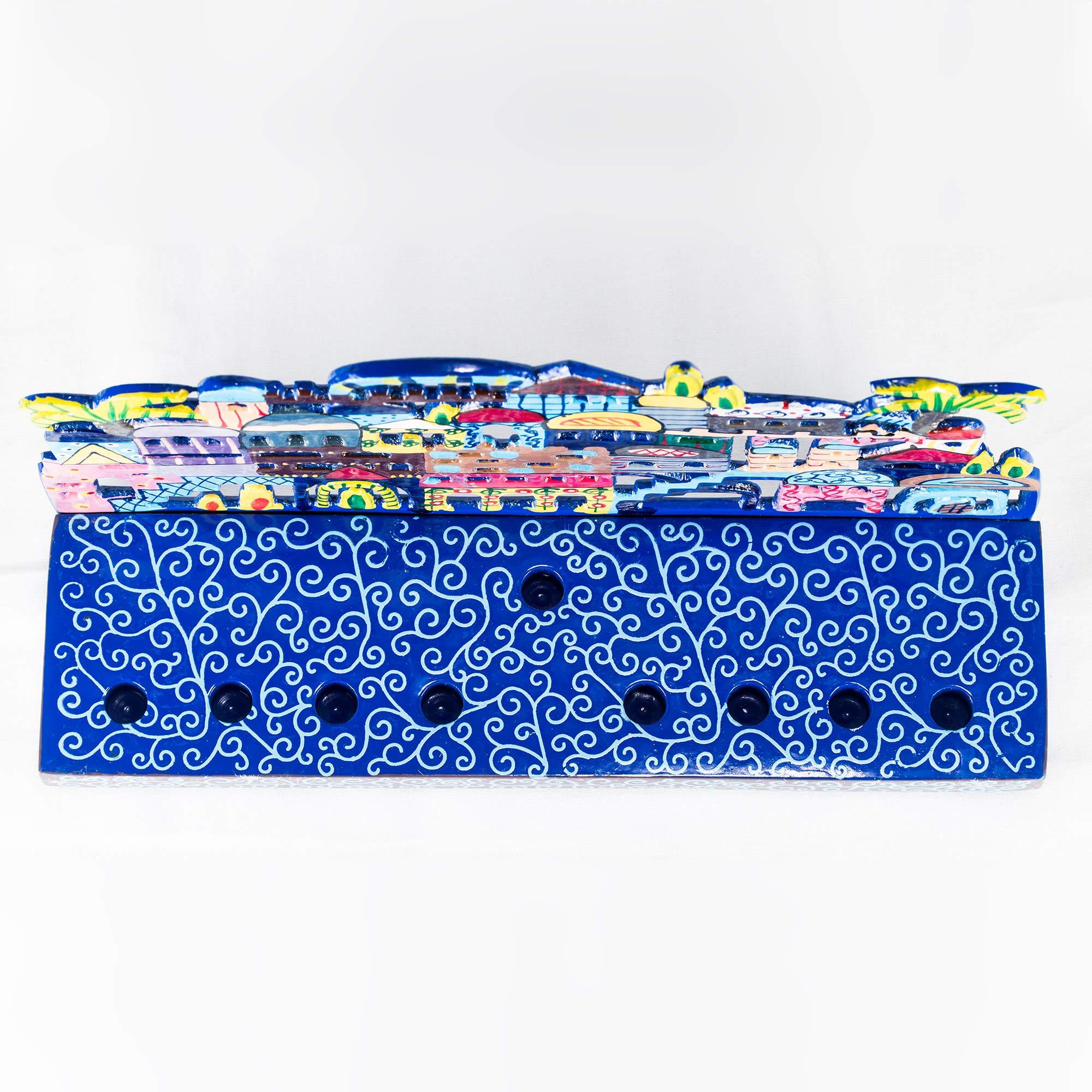 Yair Emanuel Jerusalem Laser Cut Metal Hanukkah Menorah by Yair Emanuel