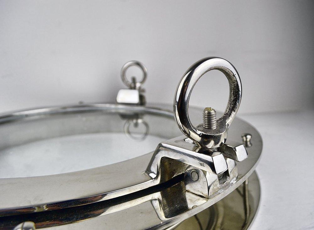 Nautical Tropical Imports Nautical Tropical Imports 12 Inch Nickel Finish Over Solid Brass Heavy Porthole Window with 2 Inch Deep Flange Functional