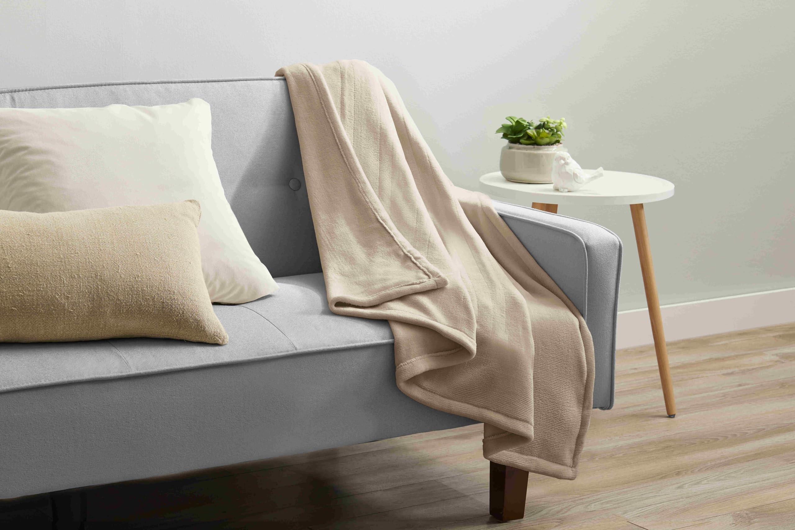 Sunbeam Sunbeam Royal Luxe Dove Grey Heated Personal Throw Blanket Cozy-Warm Adjustable Heat Settings