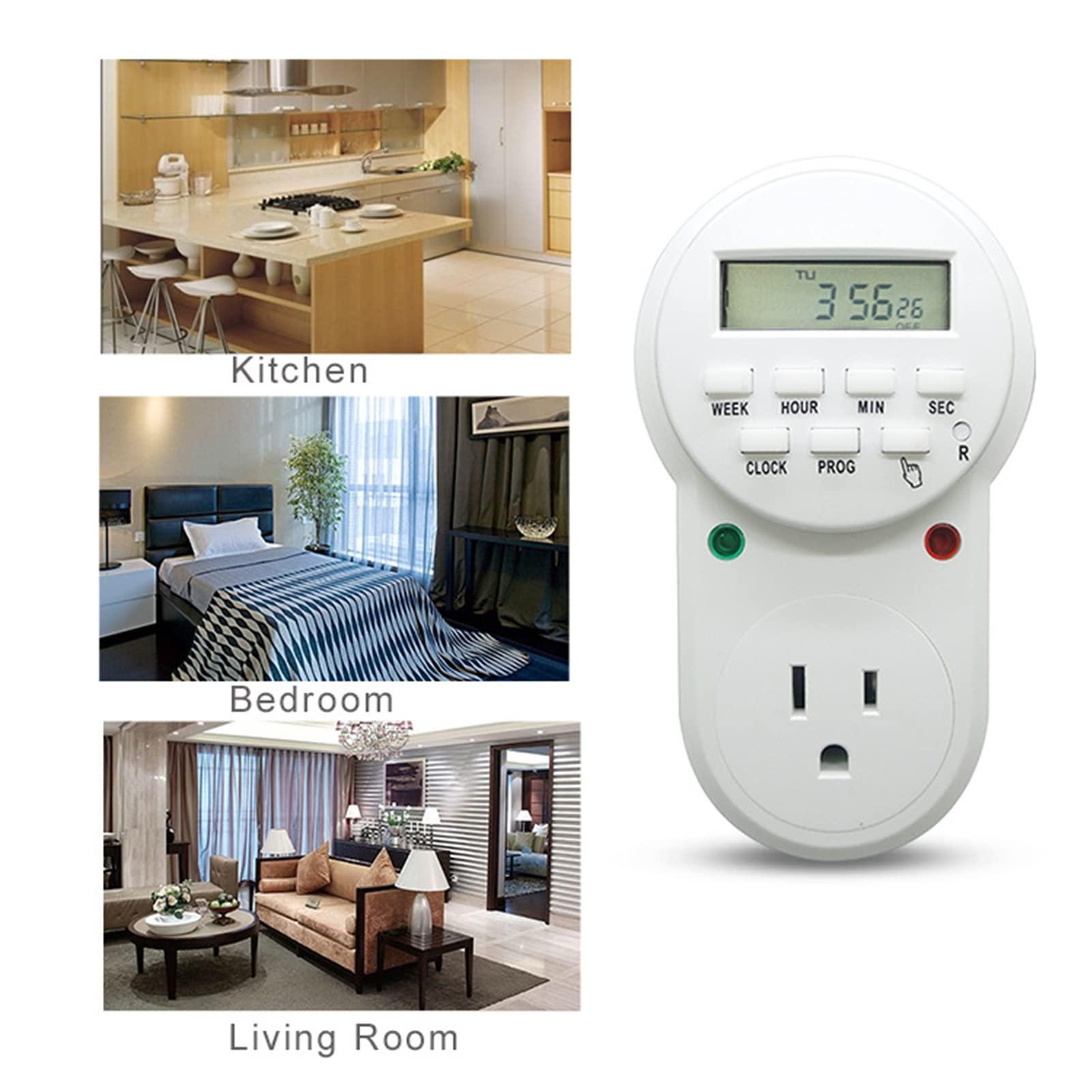 Fdit Digital Programmable Outlet Timer for Lights, Kitchen Appliances, Chargers, Daylight Saving Time Function with 7 Operation Buttons