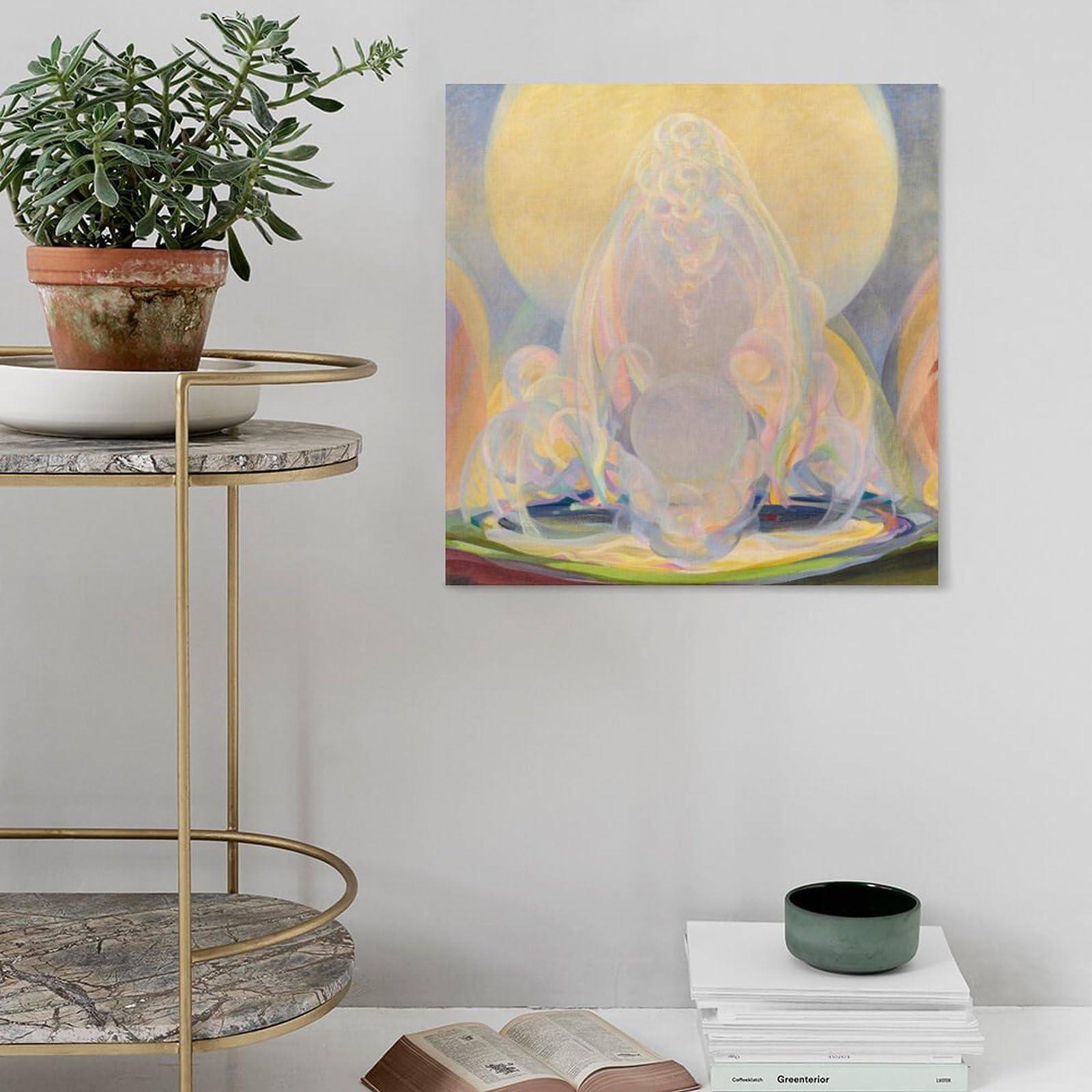 BAIKAI BAIKAI Agnes Pelton The Fountains Poster Hanging Picture Painting On Canvas Wall Art Poster Scroll Picture Print Living Room Walls Decor Home Posters 12x12inch(30x30cm)