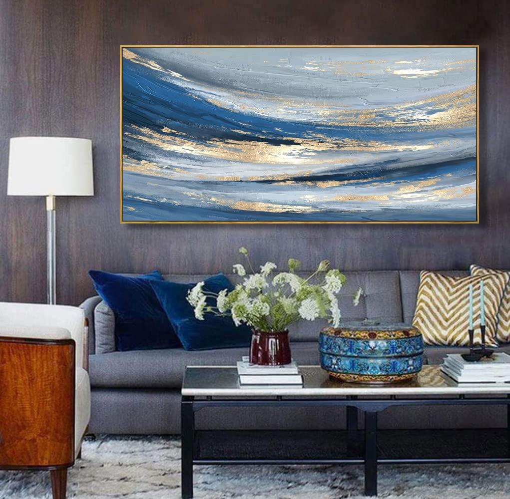 vgrozirh Abstract Wall Art Canvas Paintings Blue Fantasy Modern Large Framed Artwork Decor for Living Room Bedroom Office Painting Home Decor 20\"x40\"