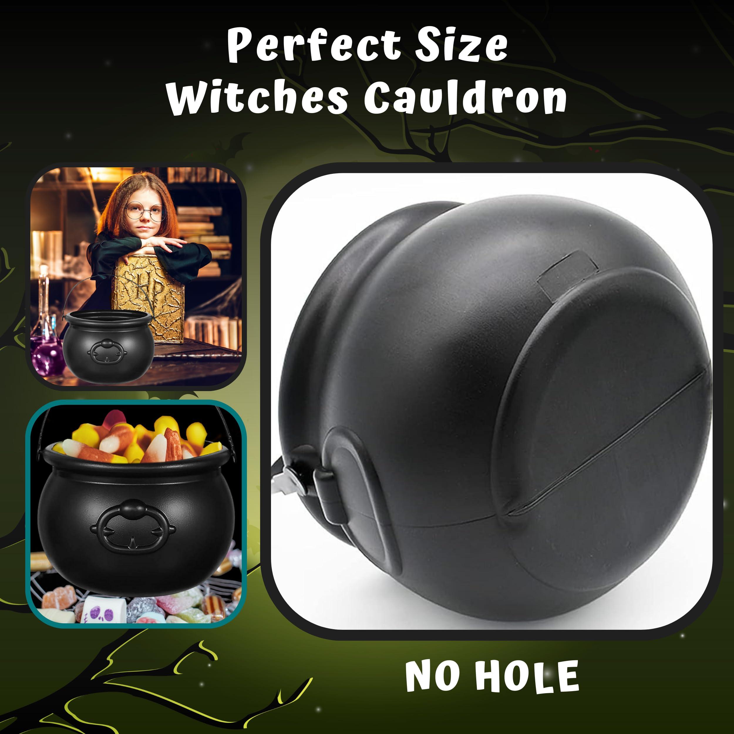 4E\'s Novelty 4E\'s Novelty Black Plastic Cauldrons Bulk - 12 Mini & 1 Large 7.4\" Perfect Halloween Black Cauldron, Cauldron Halloween Candy Bucket, Halloween Mini Cauldron, Trick or Treat Halloween Cauldron Bucket