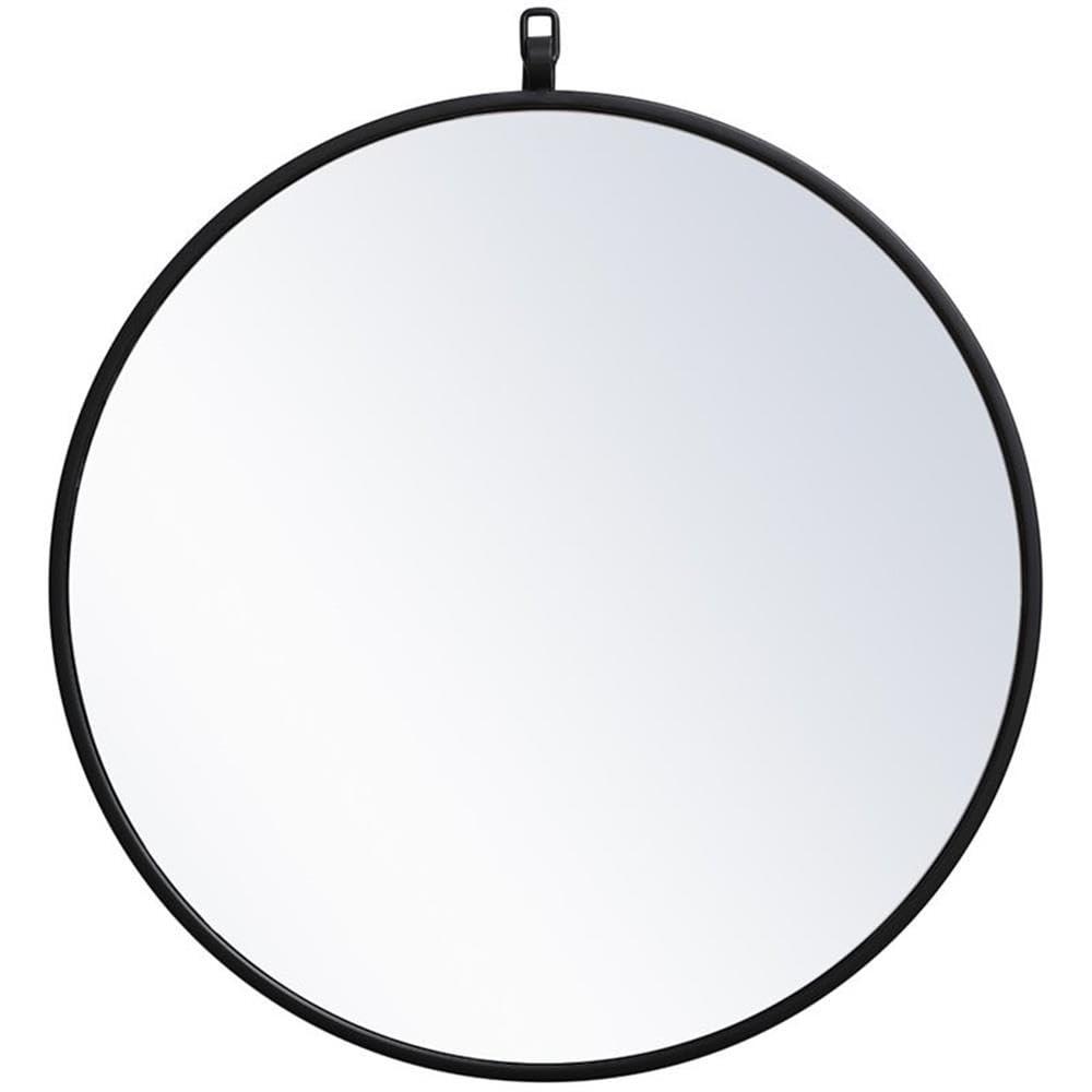 Elegant Decor Elegant Decor Rowan Home Office Decorative Round Framed Hanging Wall Mirror, 21" L x 21" H - Black