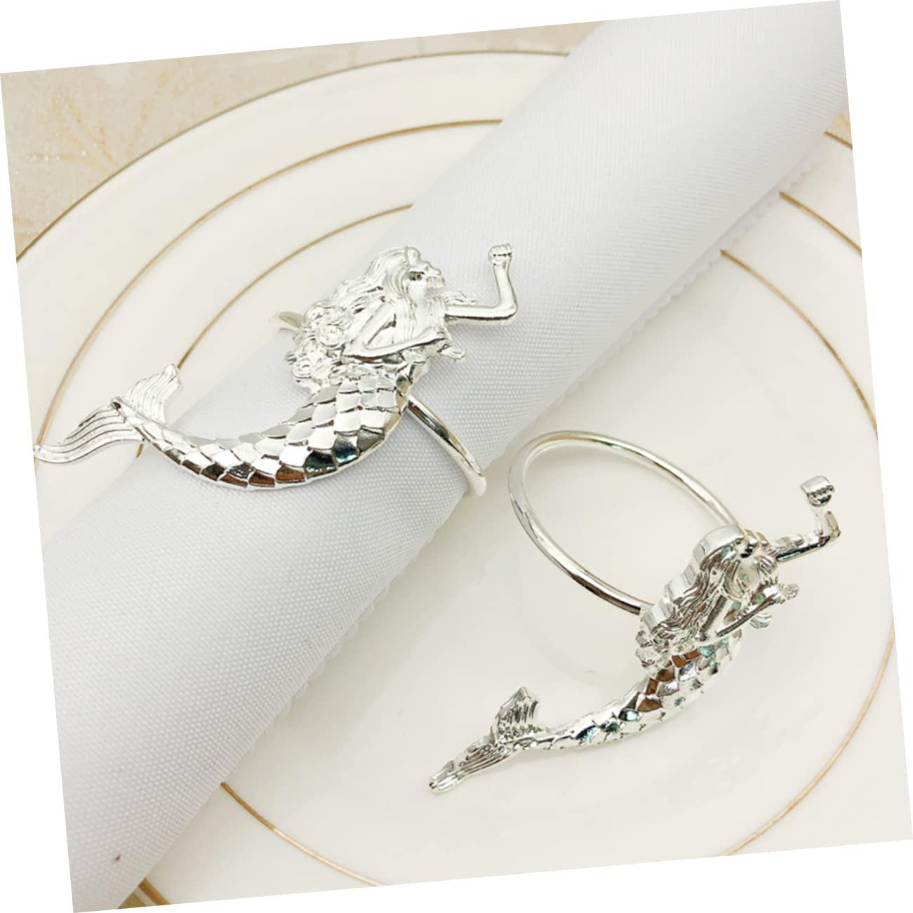 BESTonZON 2pcs Mermaid Napkin Rings Serviette Buckle Ring Fall Napkin Rings Christmas Napkin Buckles Valentine s Day Napkin Rings Mariposas Decorativas Para Pared Set up Metal Delicate