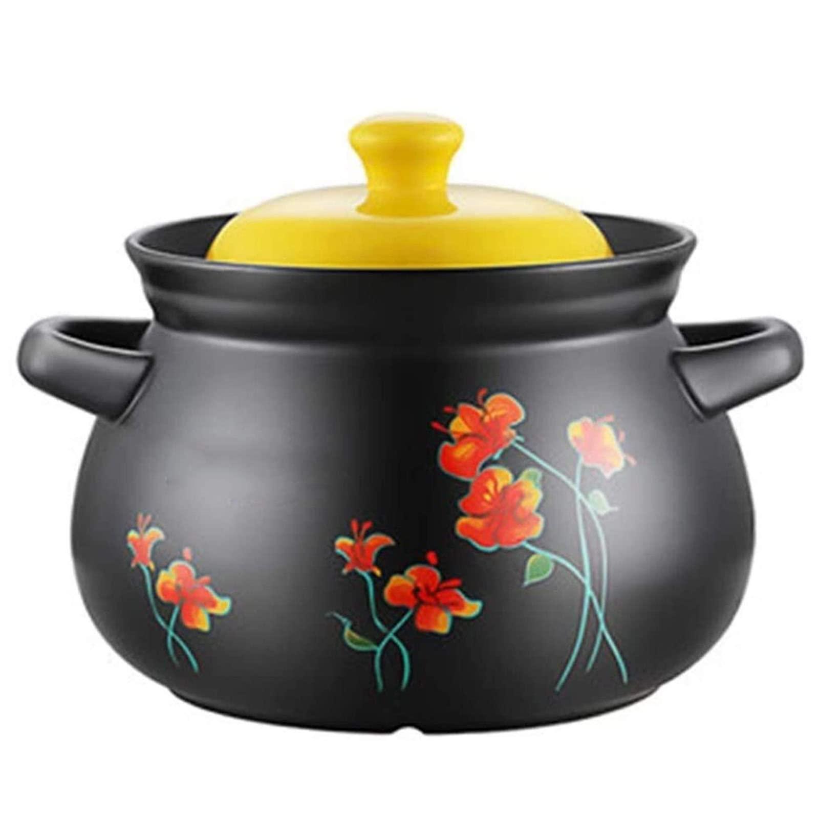 ZJXDPBF Casserole With lid, Cast Iron Pot with Lid, Non-Stick Cooking Pan, Casserole, Enameled Cast Iron Casserole Dish with Lid, Clay Casserole Pot Terracotta Stew Pot Clay Cooking Pot