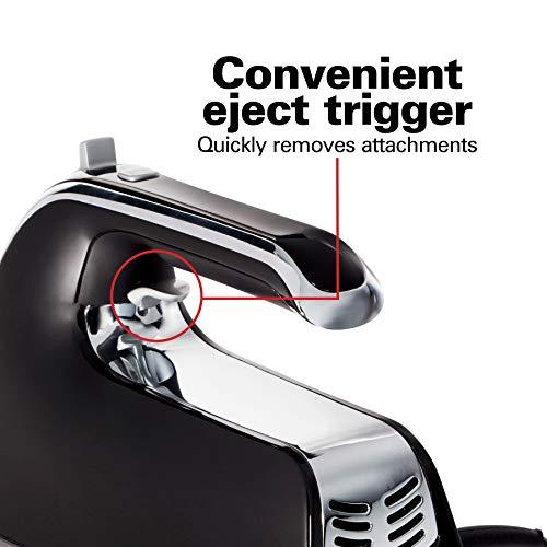 Hamilton Beach Hamilton Beach Electric Hand Mixer with Snap-On Case, Twisted Wire Beaters, Milkshake Rod, Dough Hook, Whisk, 6-Speed, Black