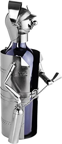 BRUBAKER BRUBAKER Wine Bottle Holder Firefighter - Metal Sculpture - Wine Rack Decor - Tabletop - with Greeting Card