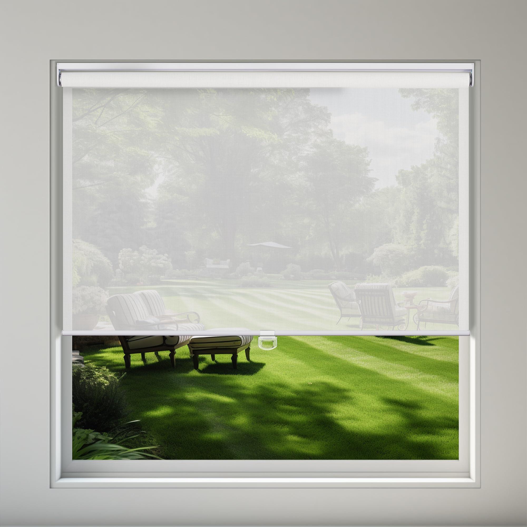 Sulugood Sulugood Light Filtering Roller Shades for Window 5% Openness Cordless Roller Blinds Solar Shades,UV Protection Fabric,Easy Installation Shades for Home, Hotel, Office,White.45 W x 64" H